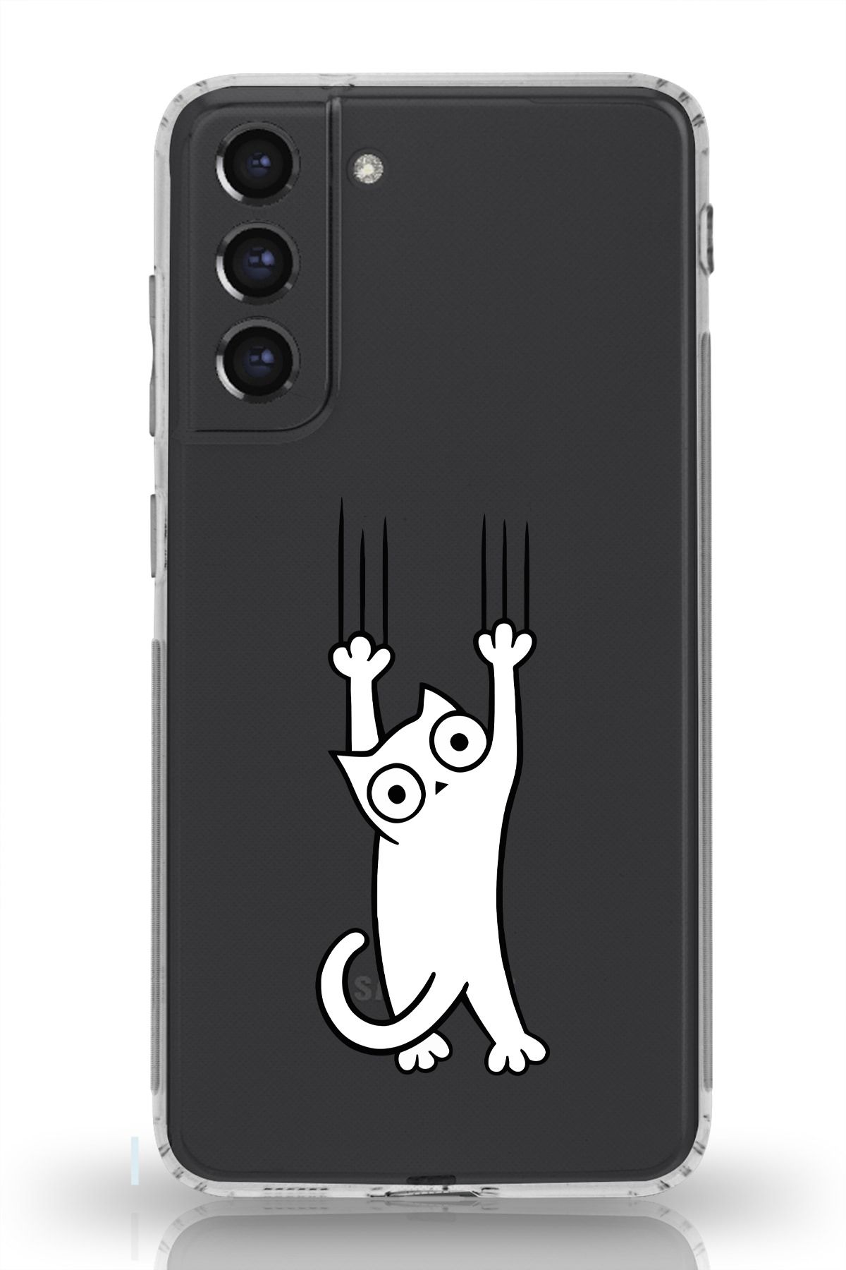 moonset Samsung Galaxy S21 Uyumlu Kedi Tasarımlı Baskılı Şeffaf Telefon Kılıfı