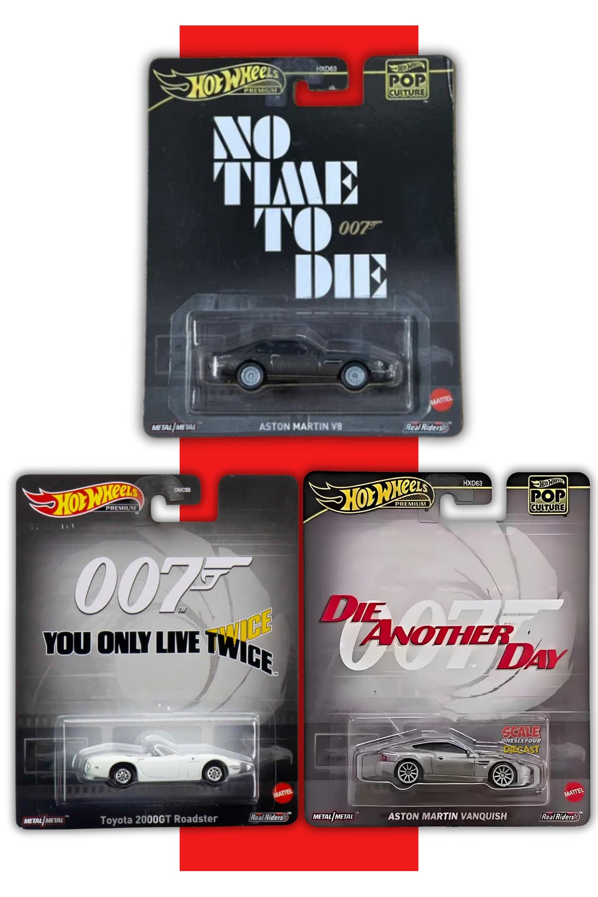 HOT WHEELS James Bond 007 Pop Culture Koleksiyonu, 1:64 Ölçek, 3'lü Set JBL55-HKC27-HVJ36