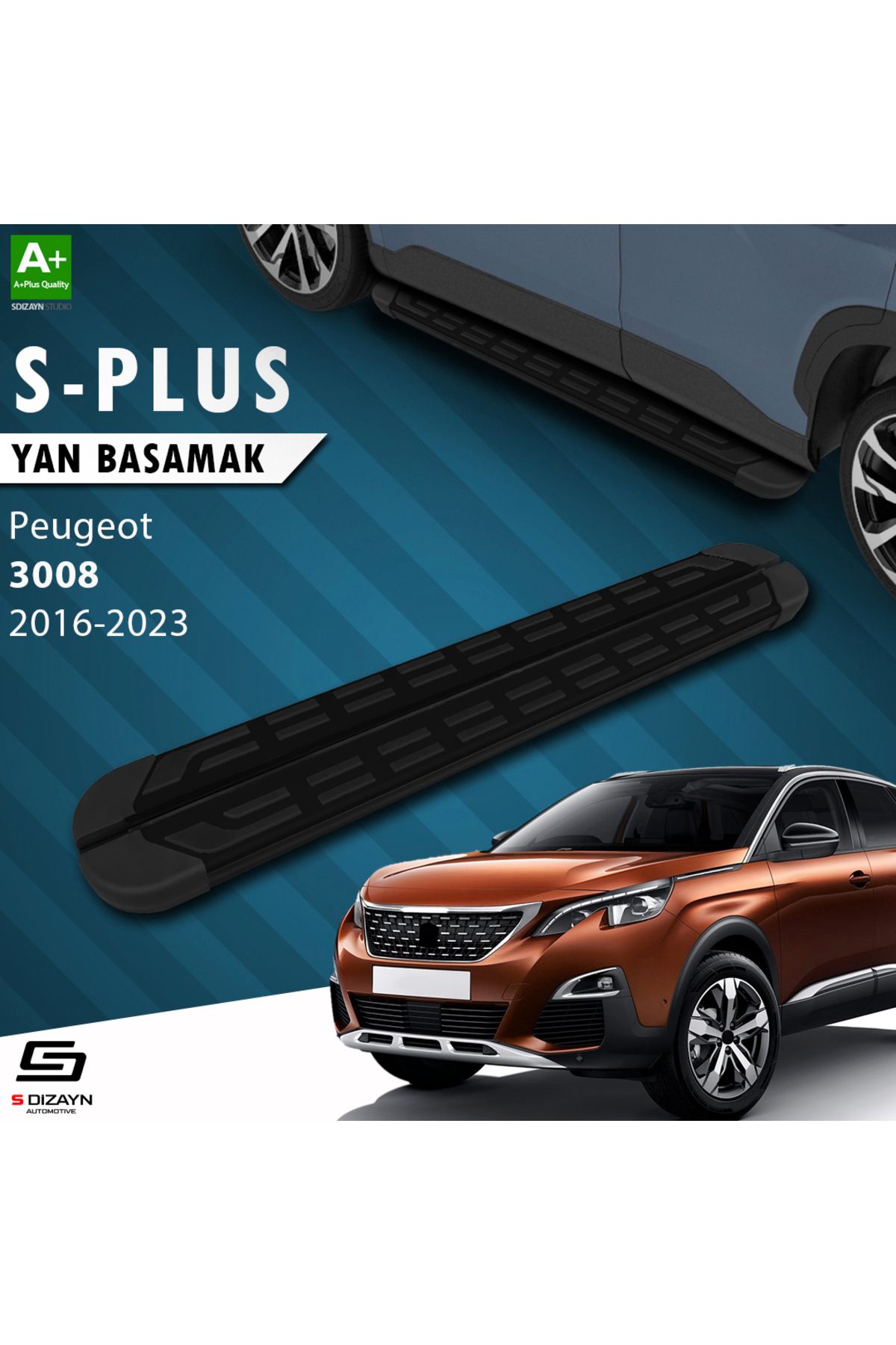 S Dizayn S-Dizayn Peugeot 3008 2 S-Plus Siyah Yan Basamak 183 Cm 2016-2023 A+ Kalite