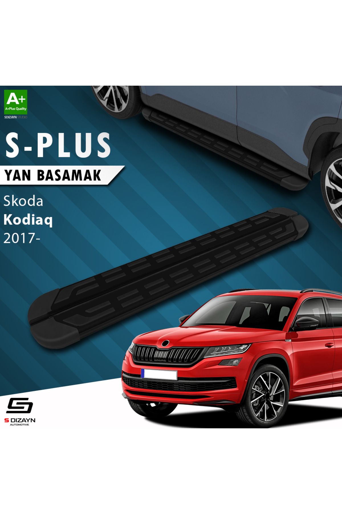 S Dizayn S-Dizayn Skoda Kodiaq S-Plus Siyah Yan Basamak 193 Cm 2017 Üzeri A+ Kalite