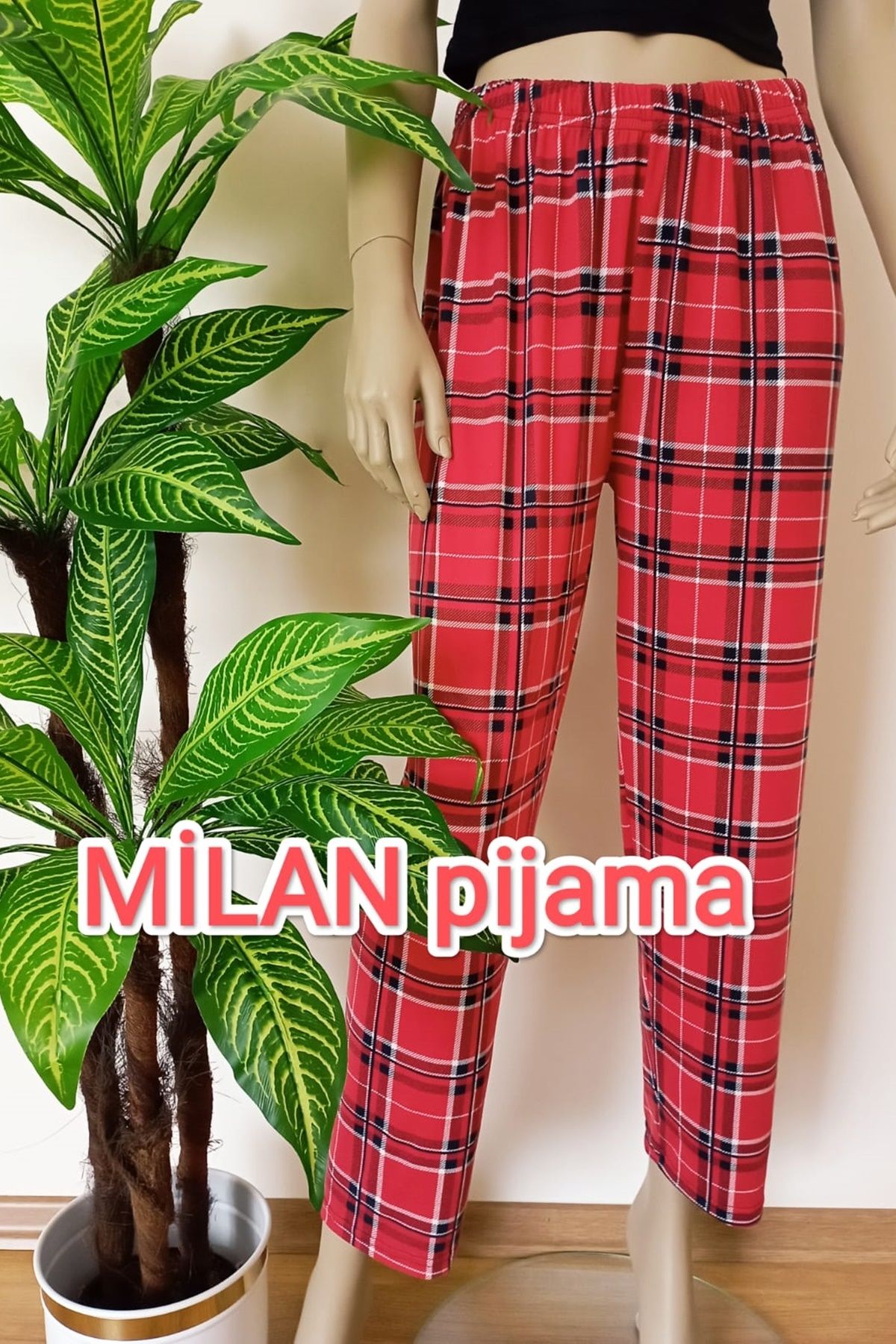 VİP BERA TEKSTİL Kadın-Erkek Milan Kumaş Ekose Desenli Yumuşak Dokulu Esnek Pijama Altı
