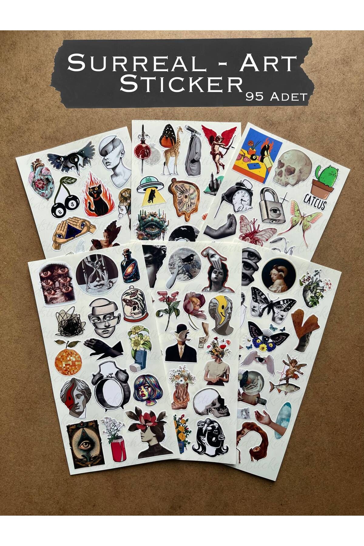 hdsticker 95 Adet Surreal Sanat Sticker Seti - Renkli Etiket, Planner Ajanda Bullet Journal Art Laptop Tablet