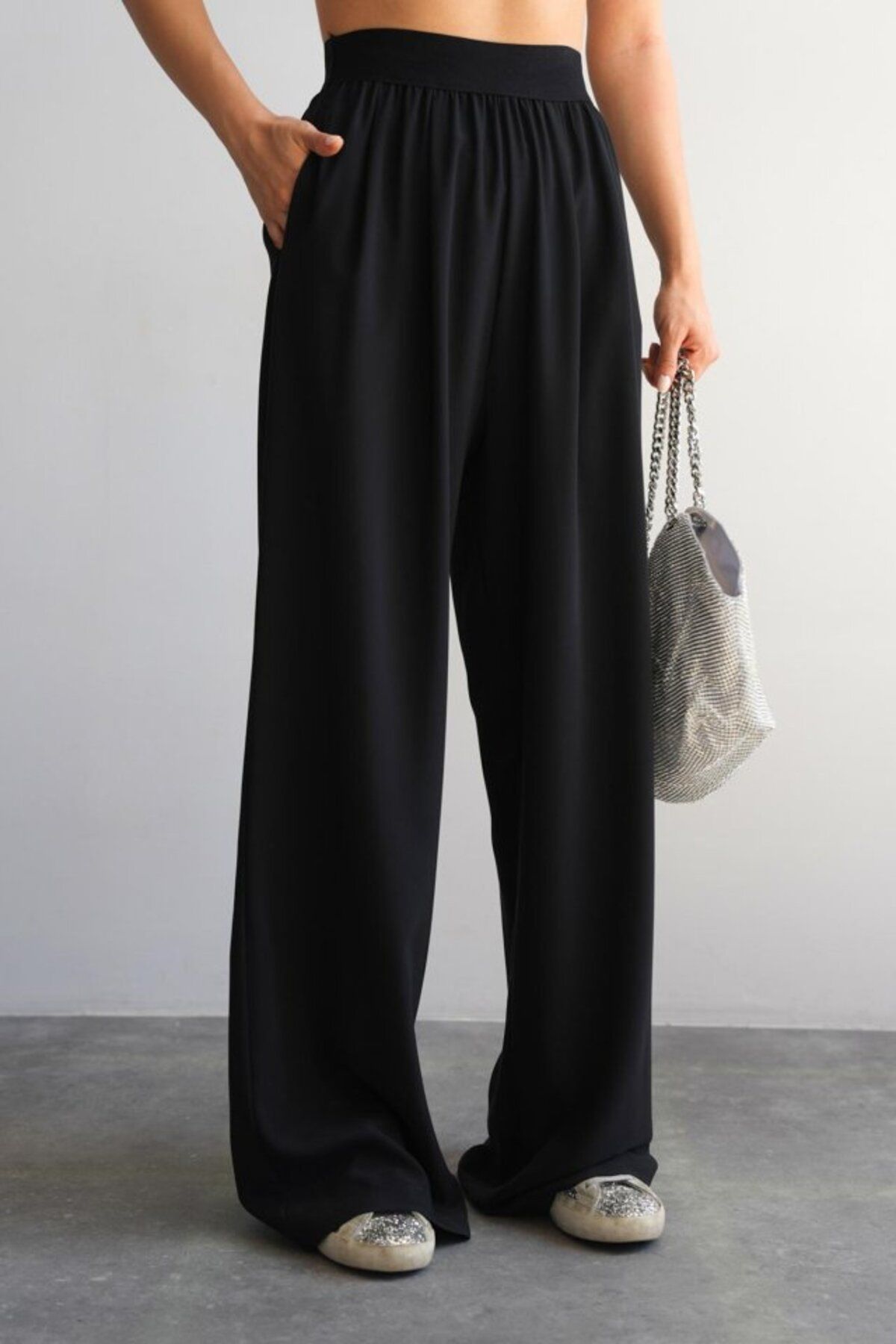 ARUZ MODA Dokuma Pantolon - Siyah