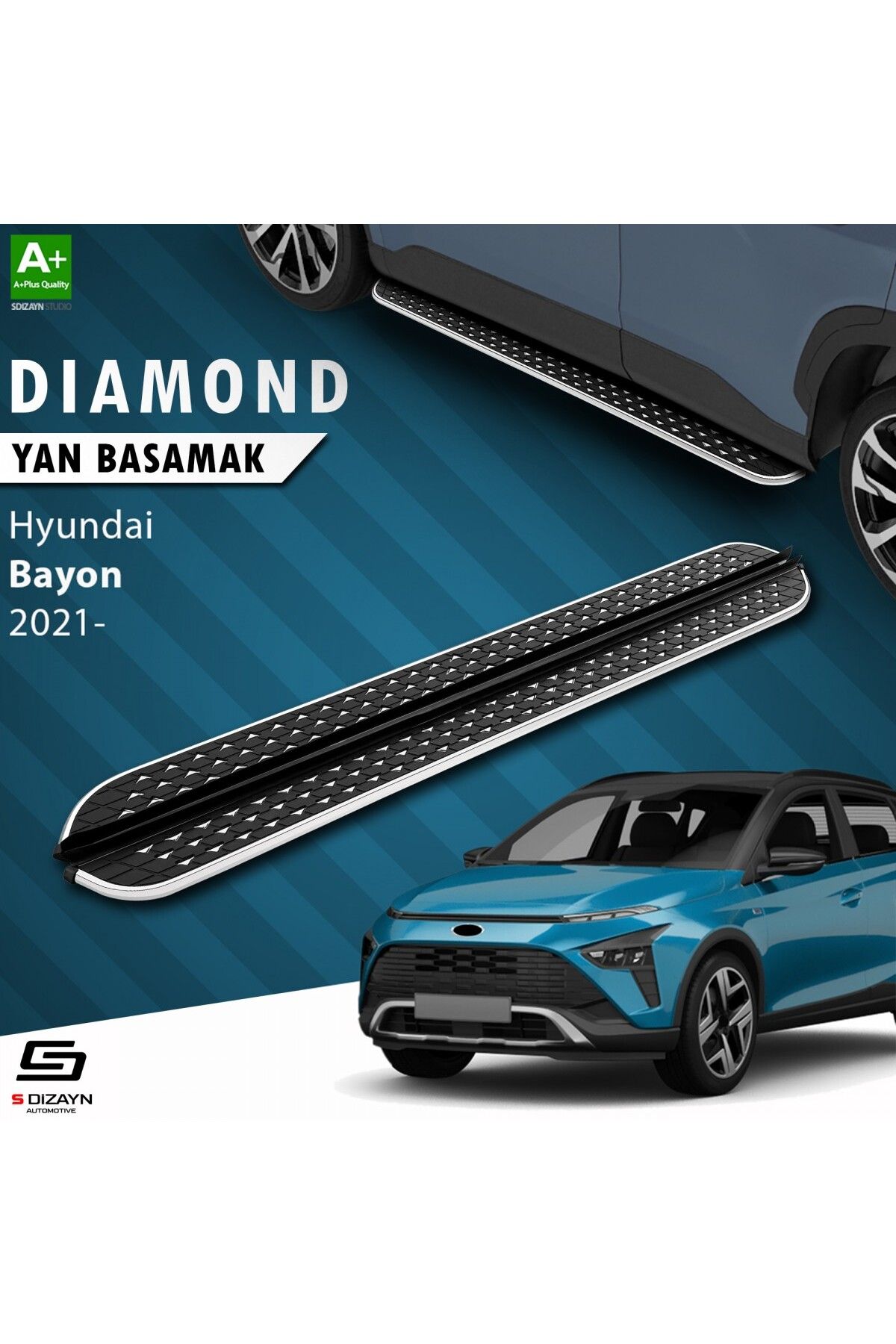 S Dizayn S-Dizayn Hyundai Bayon Diamond Krom Yan Basamak 173 Cm 2021-2024 A+ Kalite