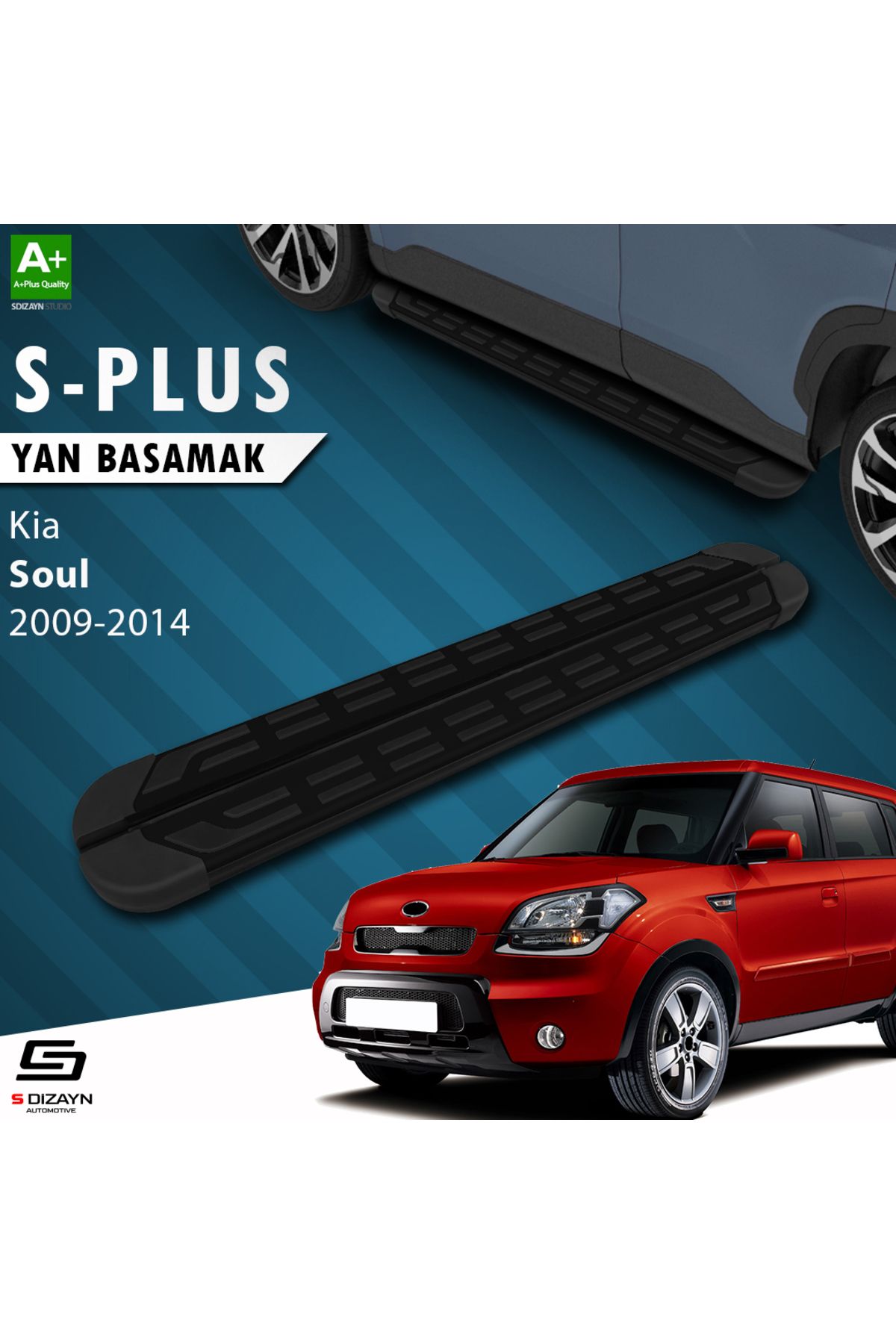 S Dizayn S-Dizayn Kia Soul S-Plus Siyah Yan Basamak 173 Cm 2009-2014 A+ Kalite
