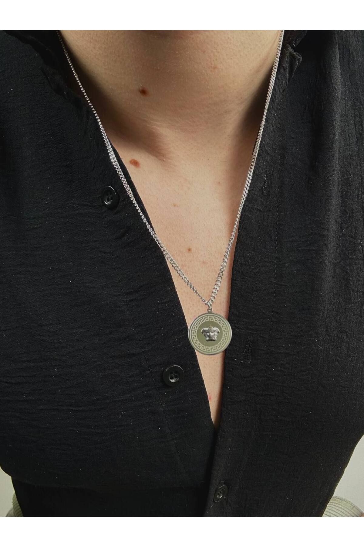 Arvens Erkek Silver Paslanmaz Çelik Kolye Renk Atmaz Solma Yapmaz Unısex Solmaz