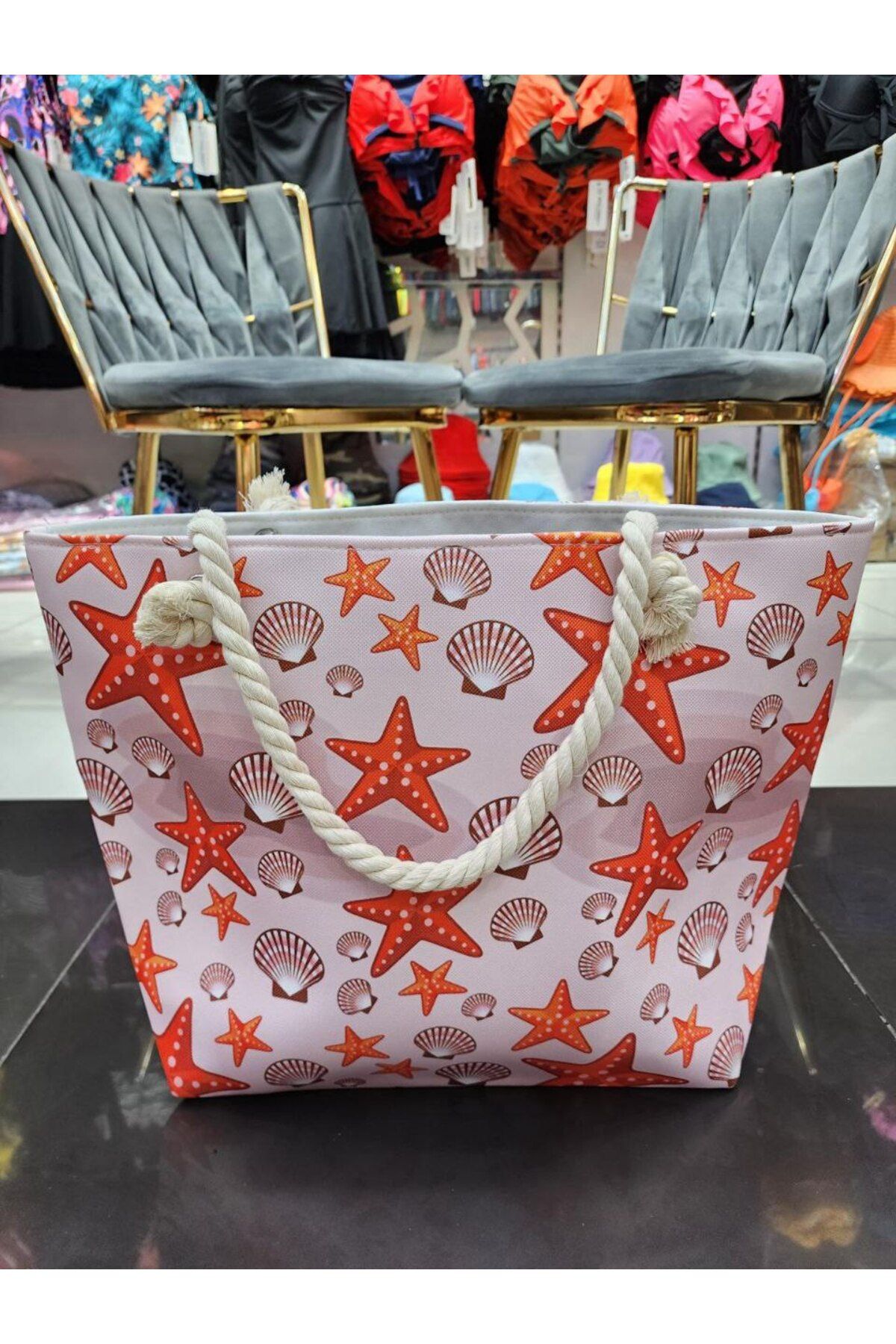 Nilbutik Kadın Plaj Çantası Yumuşak Saplı