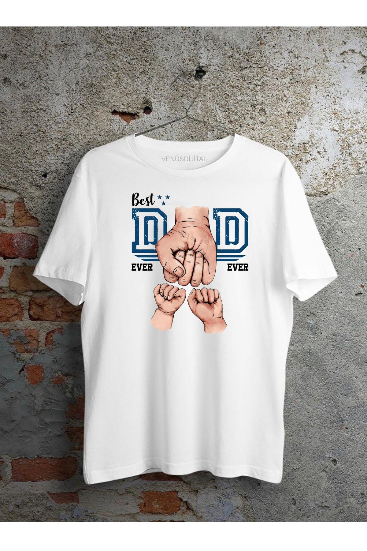 venüsdijital BEST DAD EVER İKİ ÇOCUK TASARIM TSHIRT