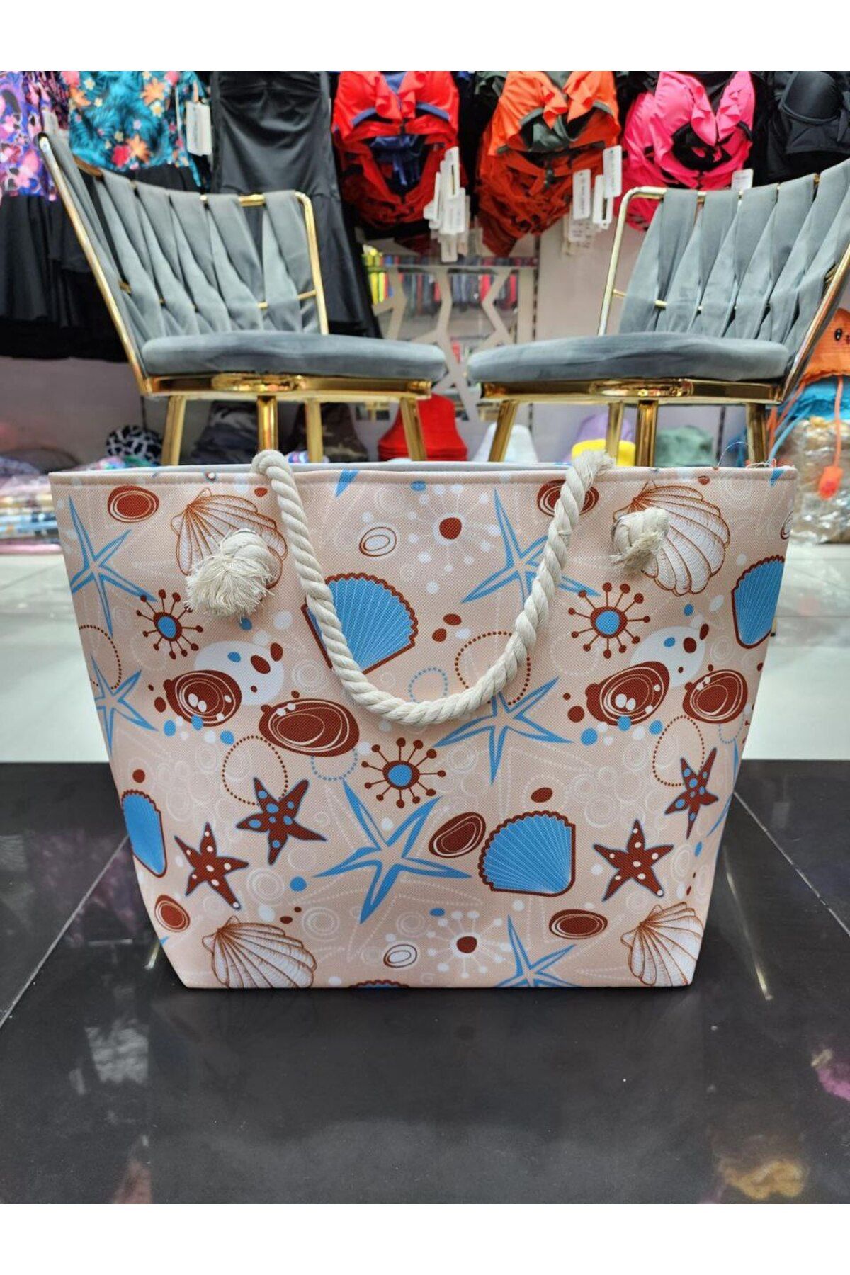 Nilbutik Kadın Plaj Çantası Yumuşak Saplı
