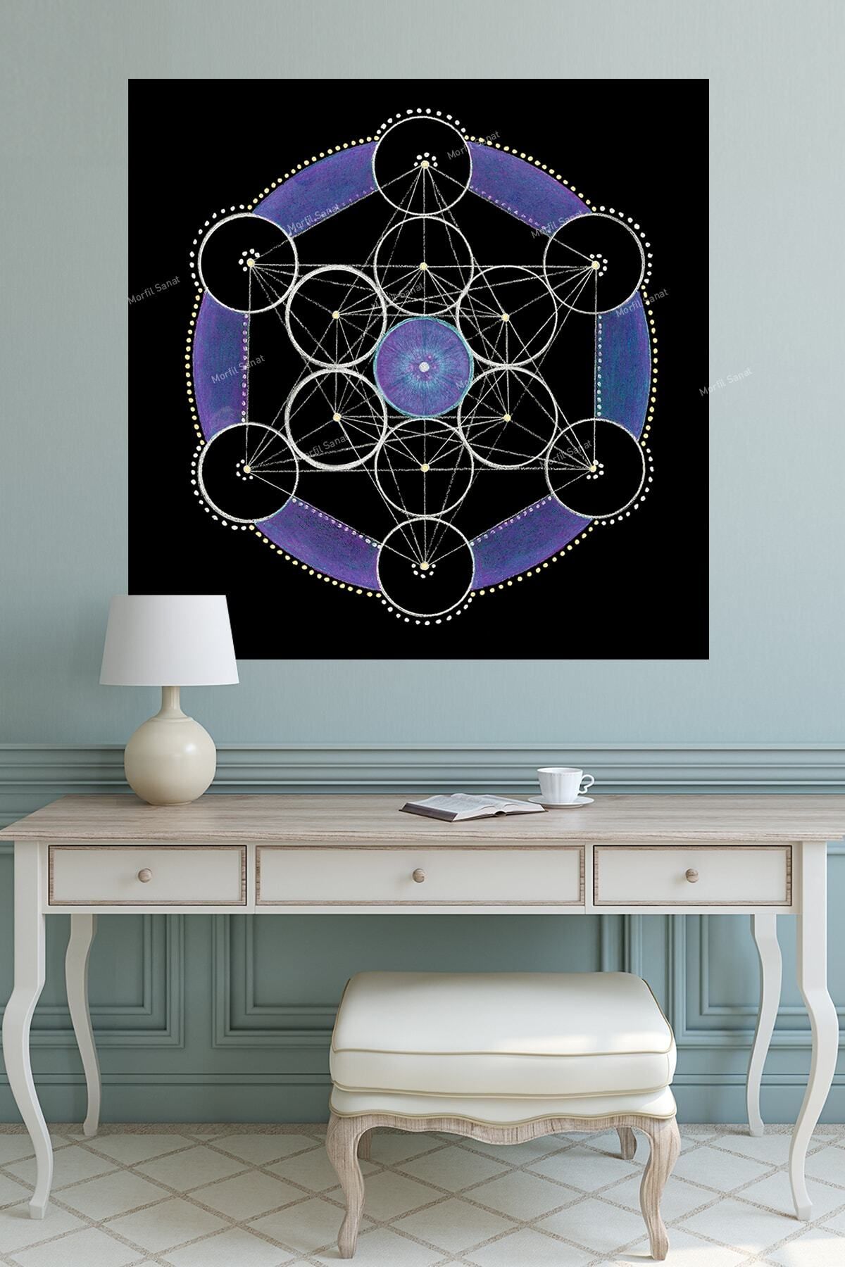Morfil Sanat Atölyesi Yaşam Çiçeği Kutsal Geometri Sri Yantra Kanvas Tablo