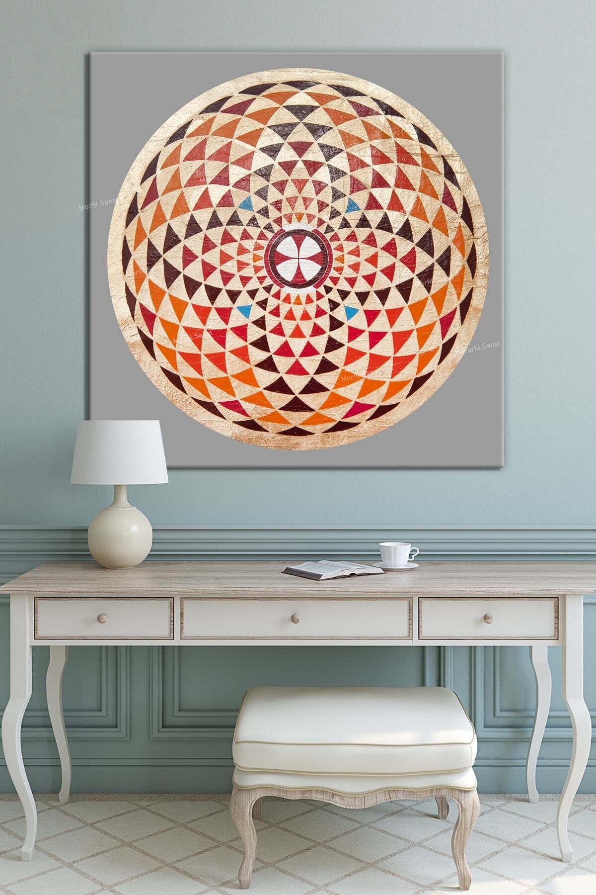 Morfil Sanat Atölyesi Yaşam Çiçeği Kutsal Geometri Sri Yantra Kanvas Tablo