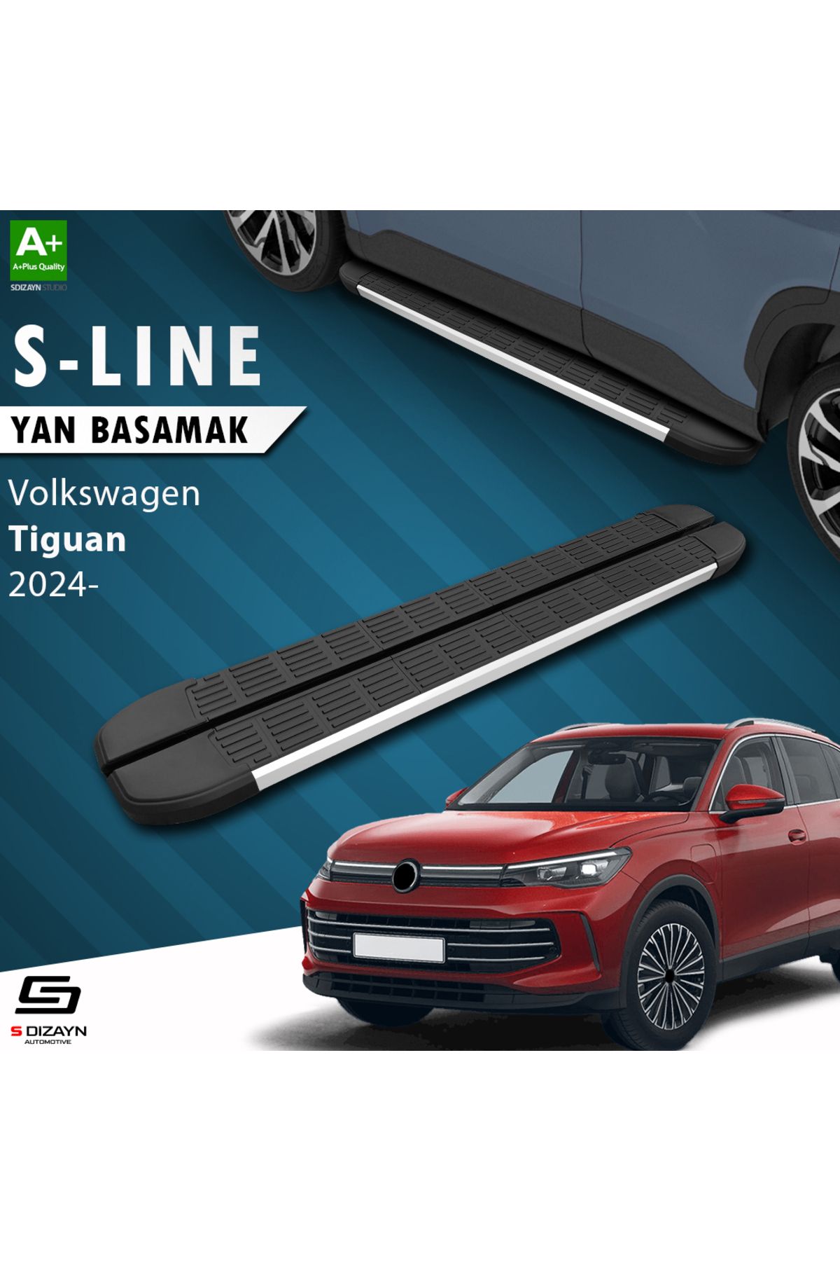 S Dizayn S-Dizayn VW Tiguan 3 S-Line Aluminyum Yan Basamak 183 Cm 2024 Üzeri A+ Kalite