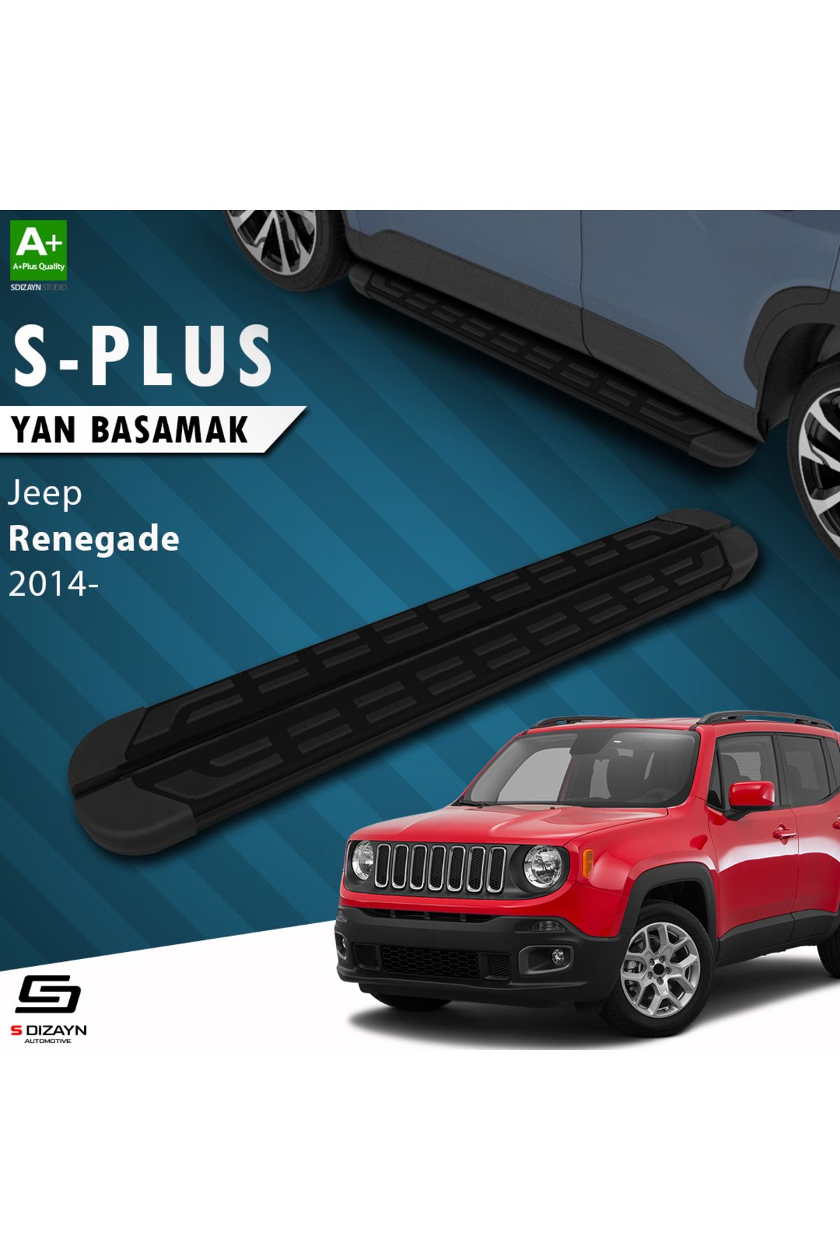 S Dizayn S-Dizayn Jeep Renegade S-Plus Siyah Yan Basamak 173 Cm 2014 Üzeri A+ Kalite