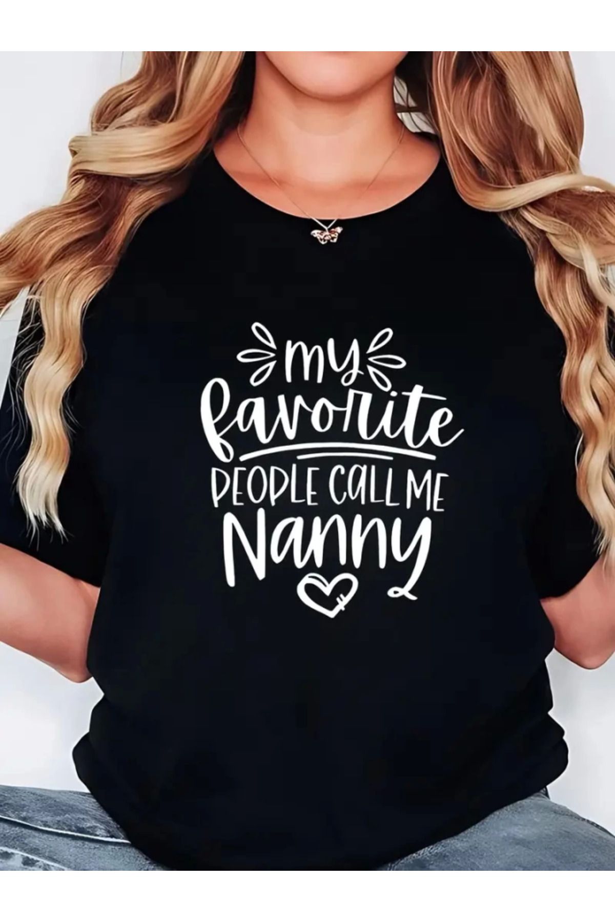 anizmir Baskılı Oversize Bisiklet Yaka T-shirt - Siyah