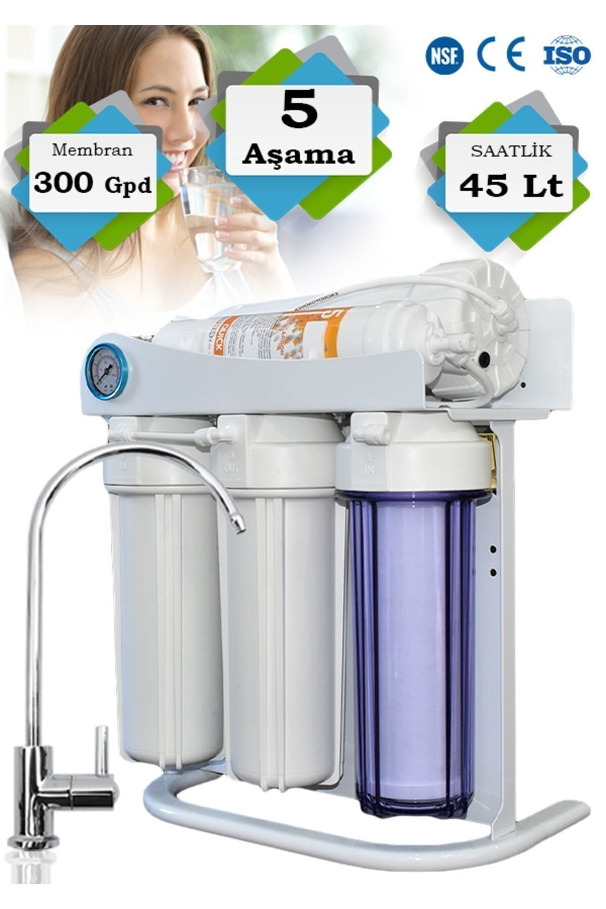 Filter Store 300 Gpd Direk Akış Tanksız Günlük 1 Ton Kapasiteli Su Arıtma Cihazı Nsf Onaylı