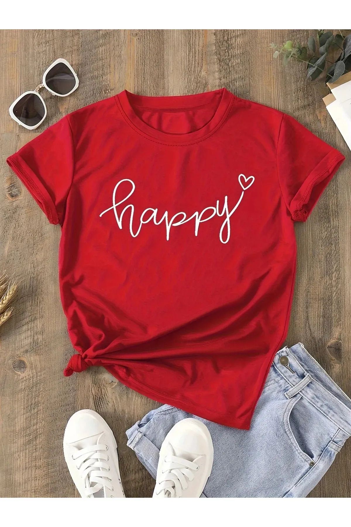 FeaR LeeS happy Baskılı Unisex T-Shirt - Tarz ve Rahatlığı