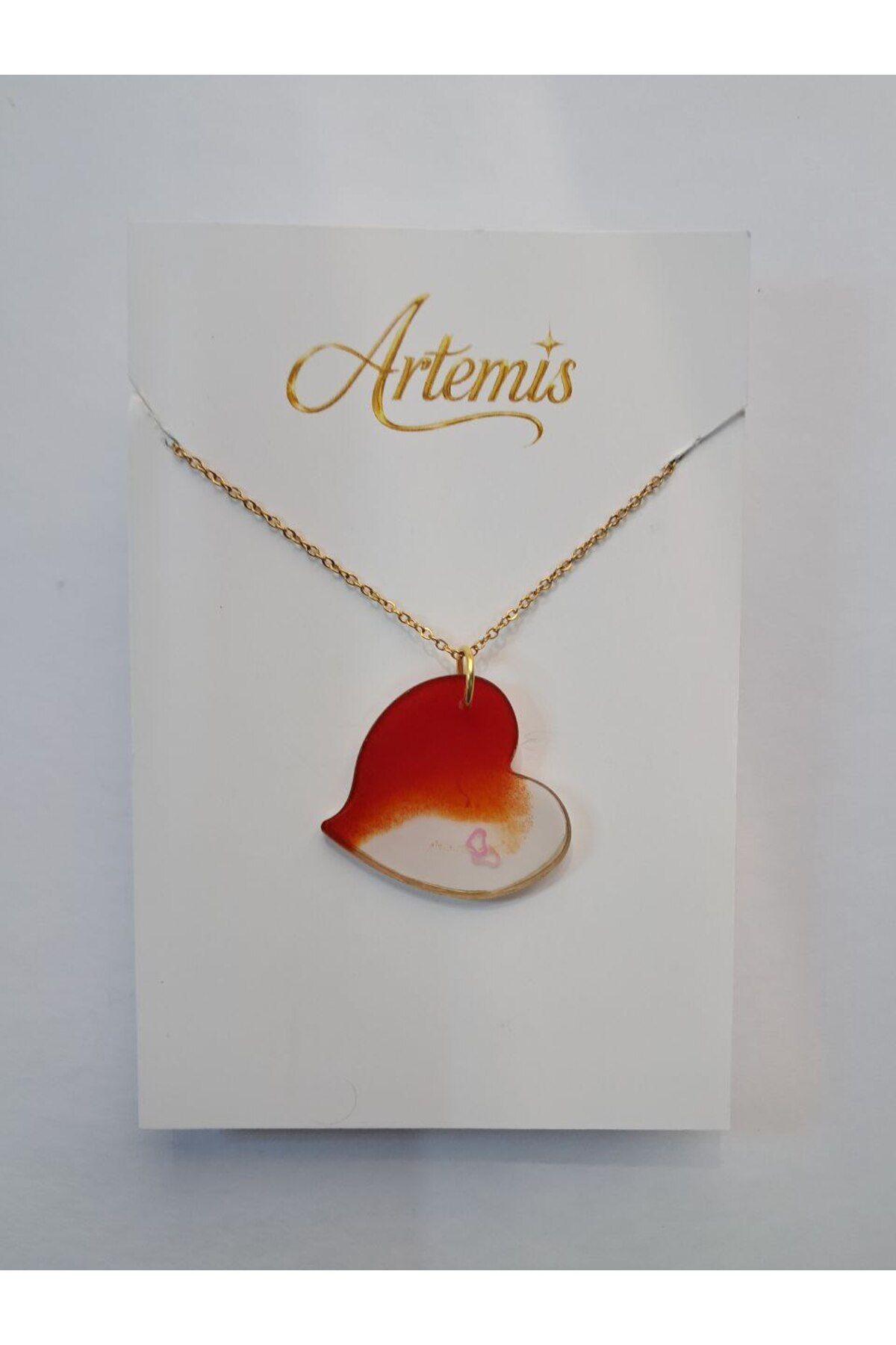 ARTEMİS El Yapımı İki Renkli Kalp Reçine Kolye