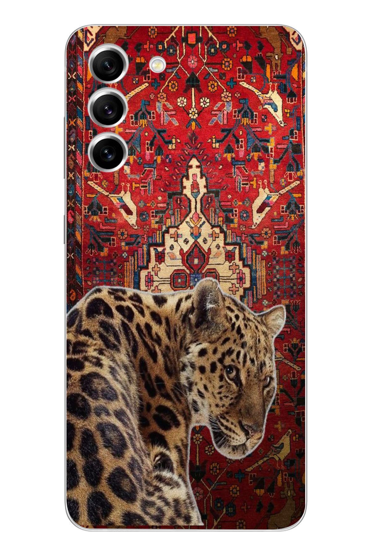 moonset Samsung Galaxy S21 Uyumlu Leopar Tasarımlı Baskılı Şeffaf Telefon Kılıfı