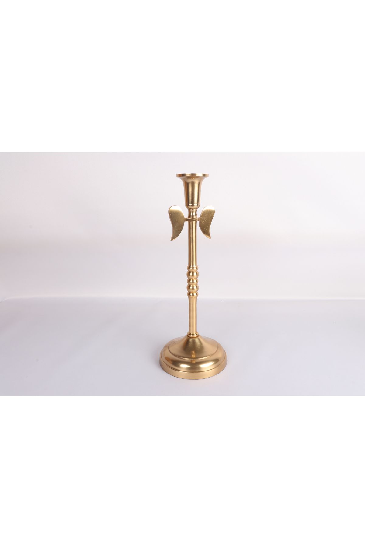 MuratogluHome Melek Kanatlı Orta Boy Şamdan 30 cm Dekoratif Altın Renk C526.0016