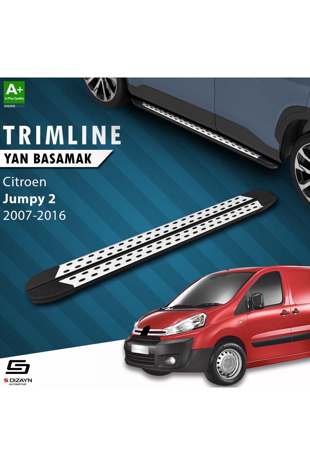 S Dizayn S-Dizayn Citroen Jumpy 2 Uzun Şase TrimLine Gri Yan Basamak 230 Cm 2007-2016