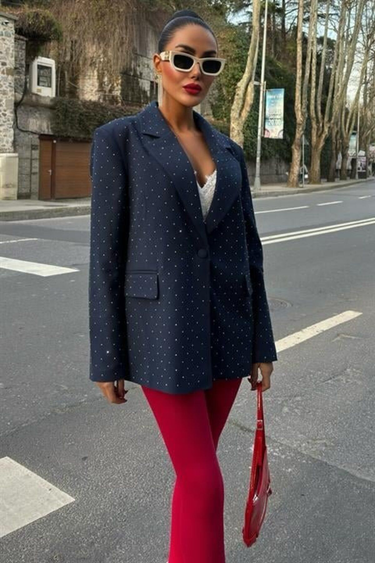 anizmir Taş Detaylı Premium Blazer Ceket 6122