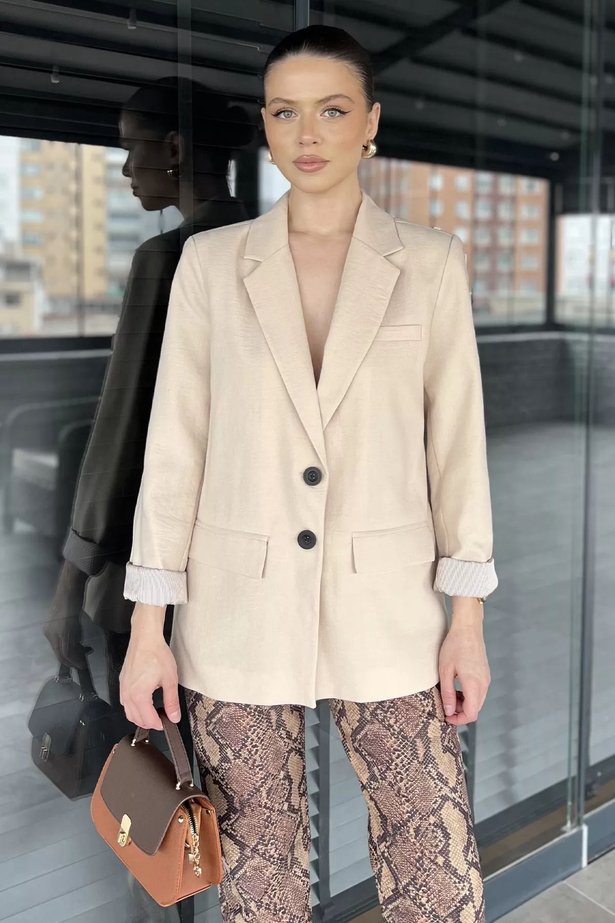 GÜLSELİ Taş Kadın Astarlı Blazer Ceket