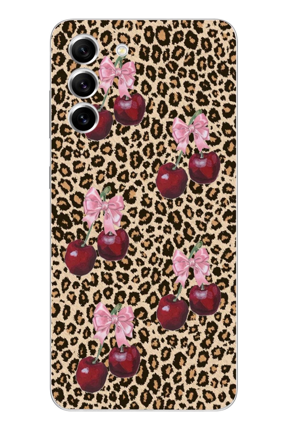 moonset Samsung Galaxy S21 FE Uyumlu Leopar ve Fiyonk Tasarımlı Baskılı Şeffaf Telefon Kılıfı