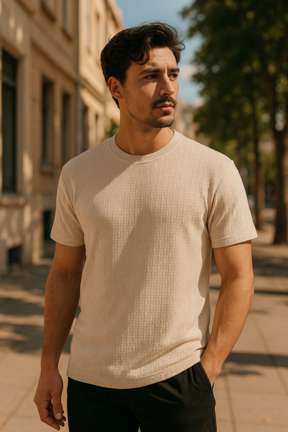 anizmir Erkek Kısa Kollu Zigzag Desenli T-shirt