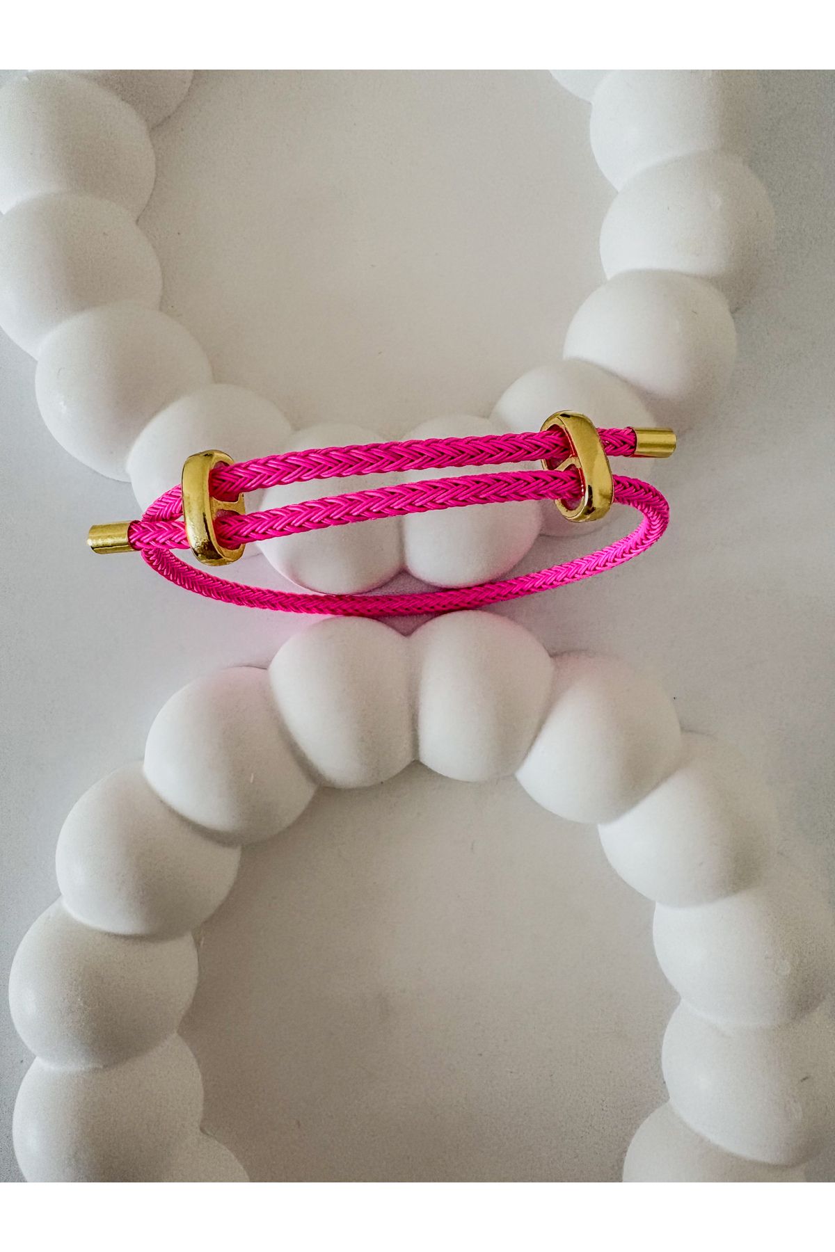 LeyyaJewelry Pembe Kalın İpli Çelik Bileklik