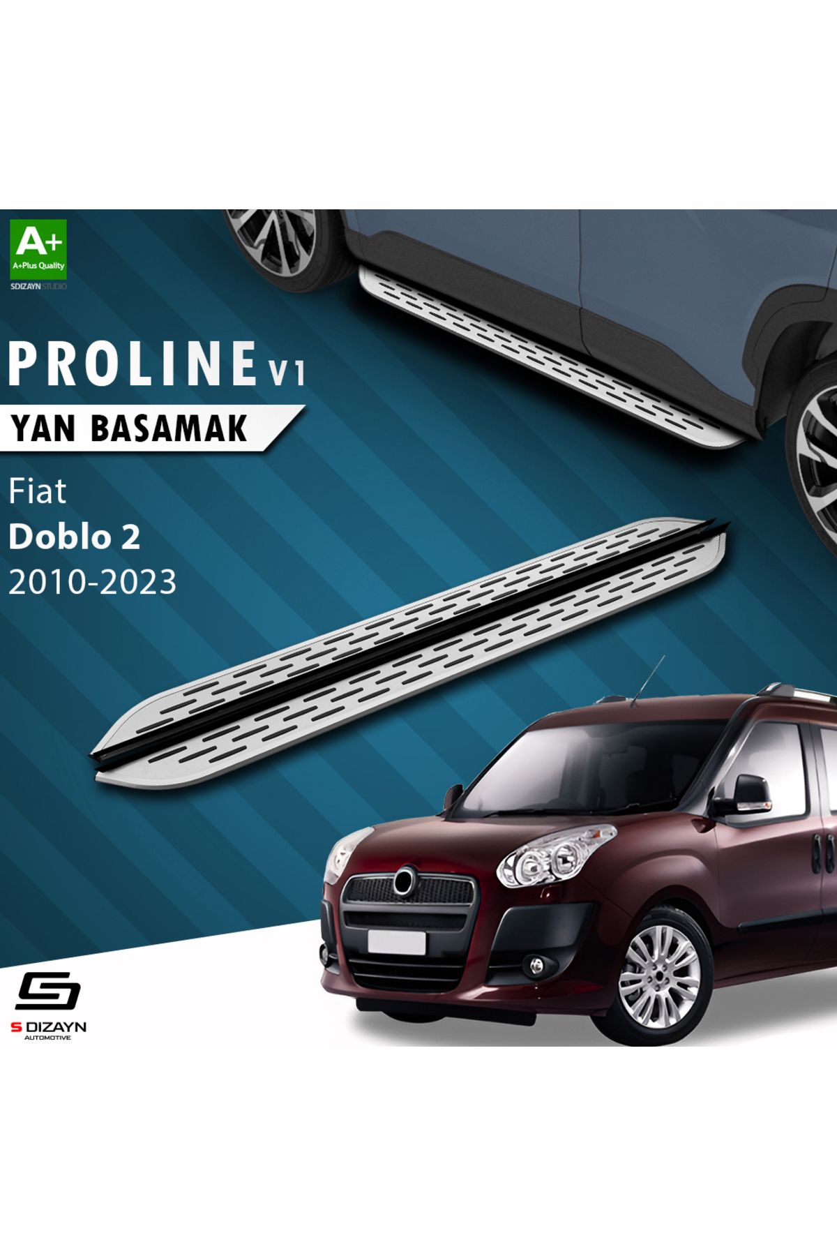 S Dizayn S-Dizayn Fiat Doblo 2 OEM Still Pro V1 Aluminyum Yan Basamak 193 Cm 2010-2022 A+ Kalite
