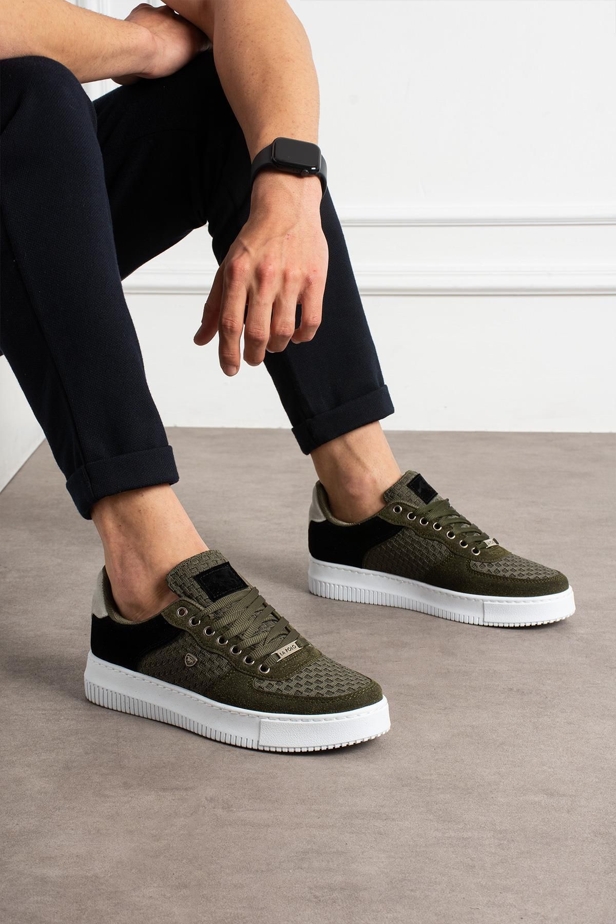 L.A Polo Haki Renk Nefes Alabilen Kumaş Erkek Sneaker