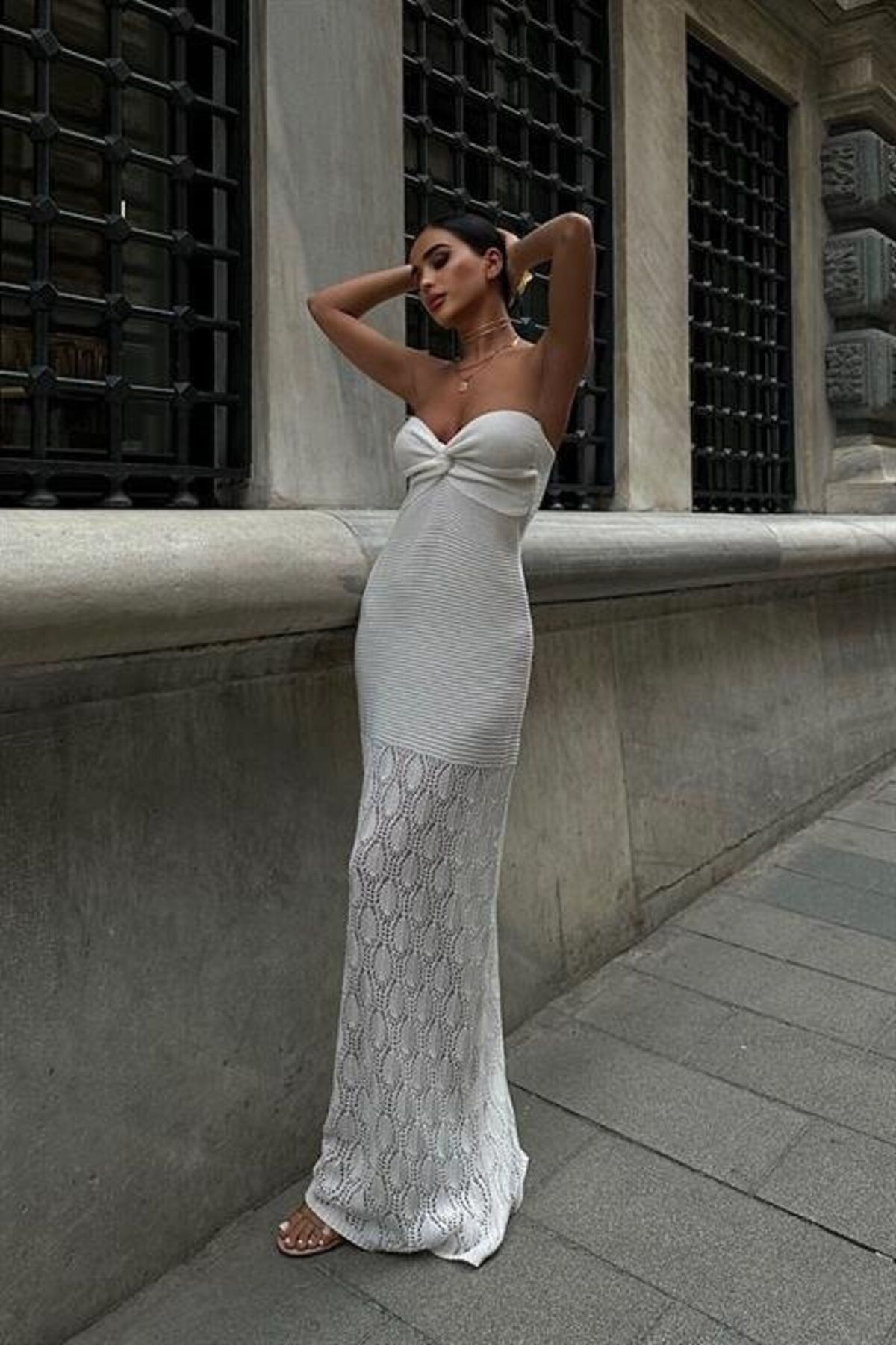 ARUZ MODA Eudora Ajurlu StraplezElbise