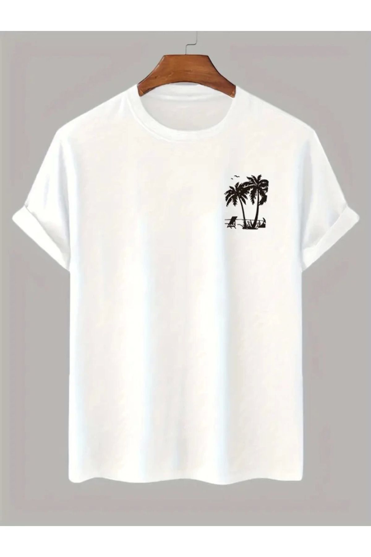 anizmir Baskılı Oversize Bisiklet Yaka T-shirt - Beyaz