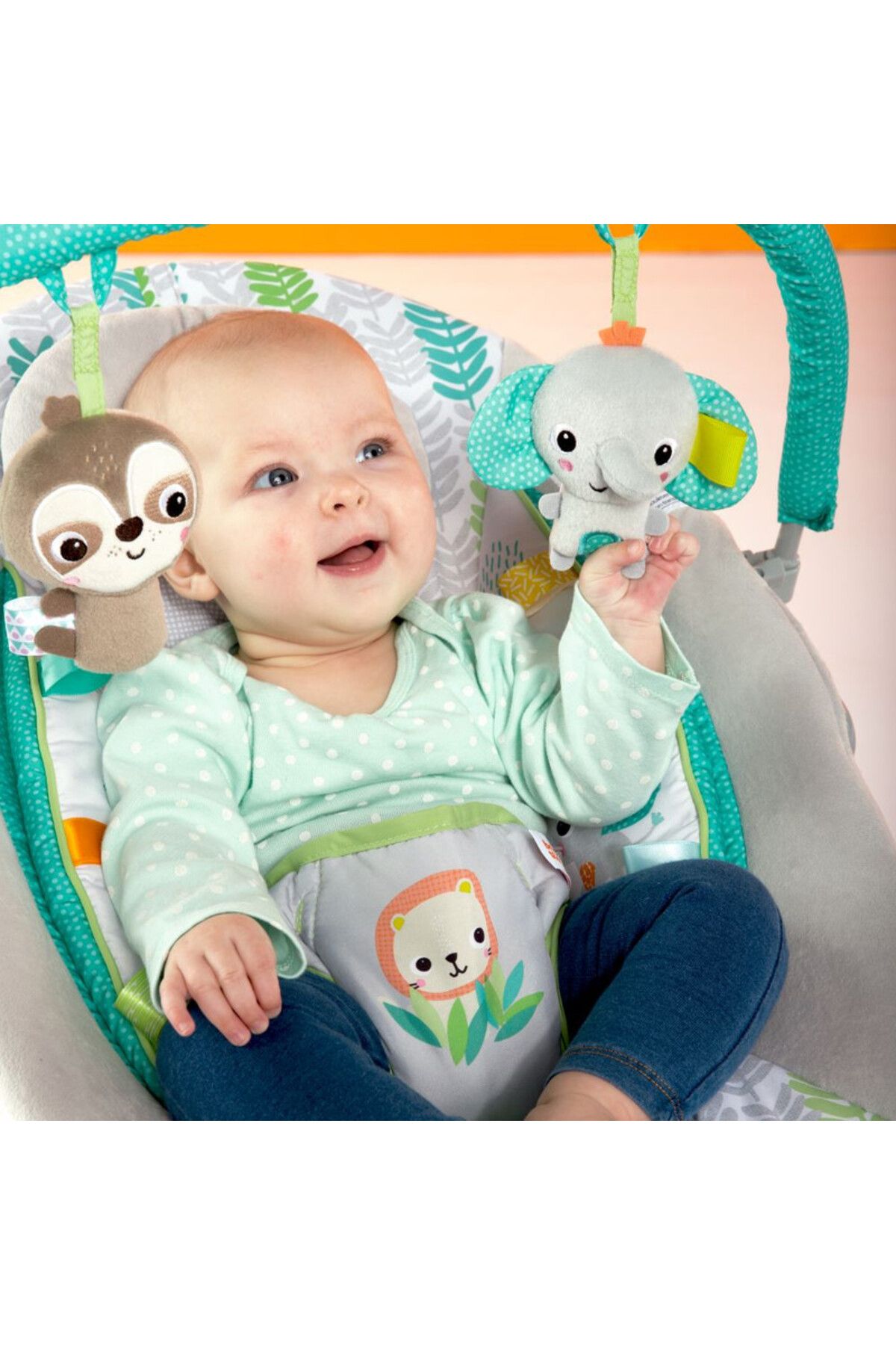 Bright Starts-- Jungle Vines Comfy Bouncer with Plush Toys, 0 to 6 months 3