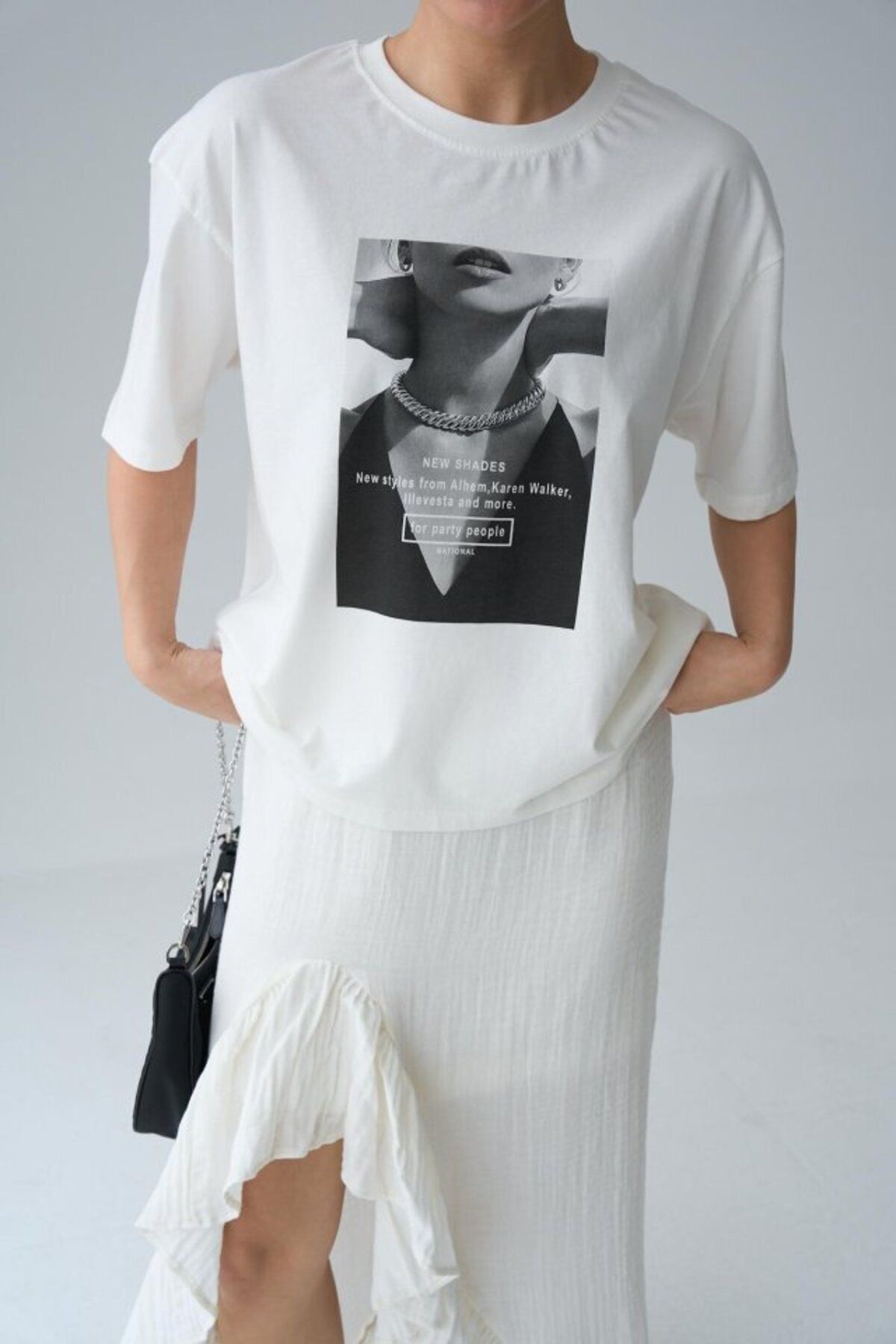 anizmir Resim Baskılı T-Shirt - Krem