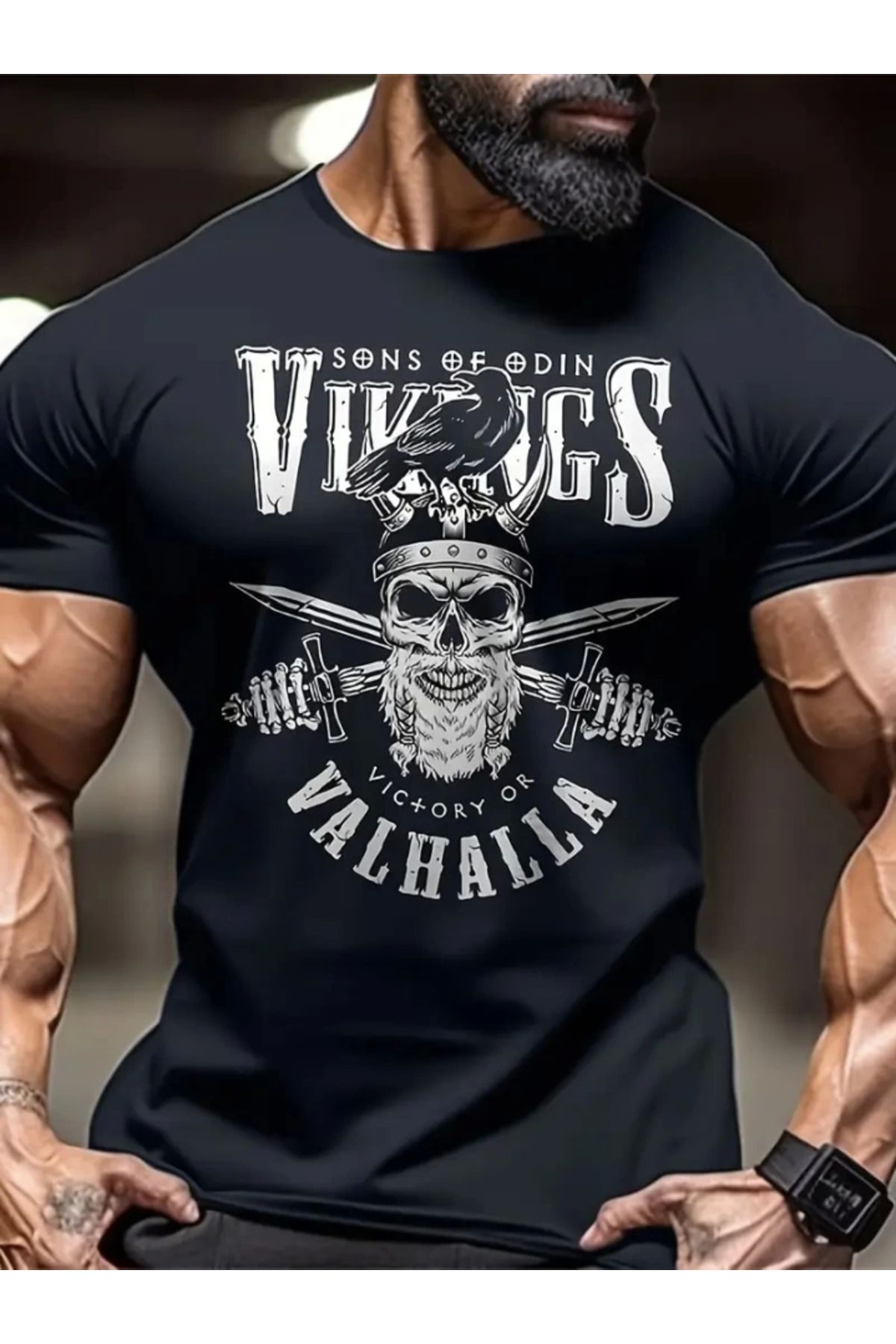 anizmir Baskılı Oversize Bisiklet Yaka T-shirt - Siyah