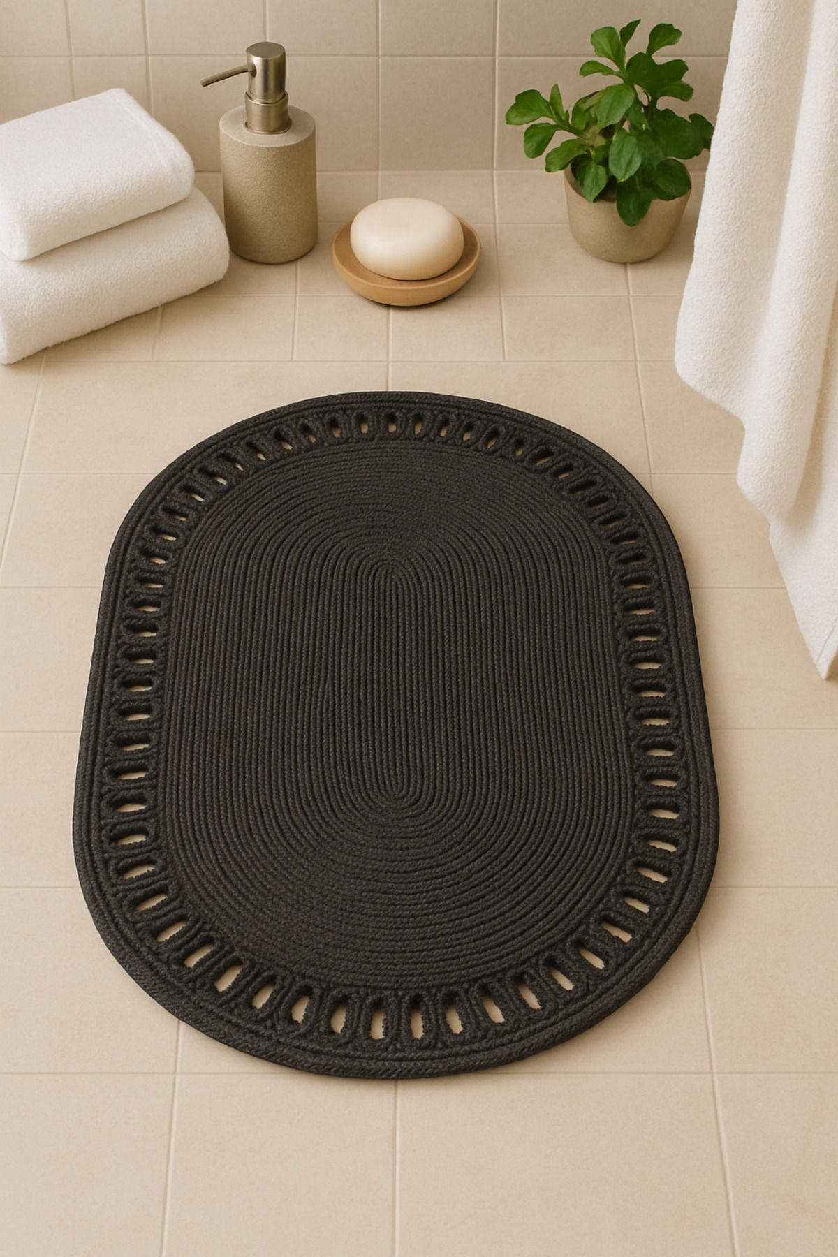 Metasupla Hasır Kapı önü Paspası Mutfak Banyo Oturma Odasi Salon Modern Paspas 55x80 cm