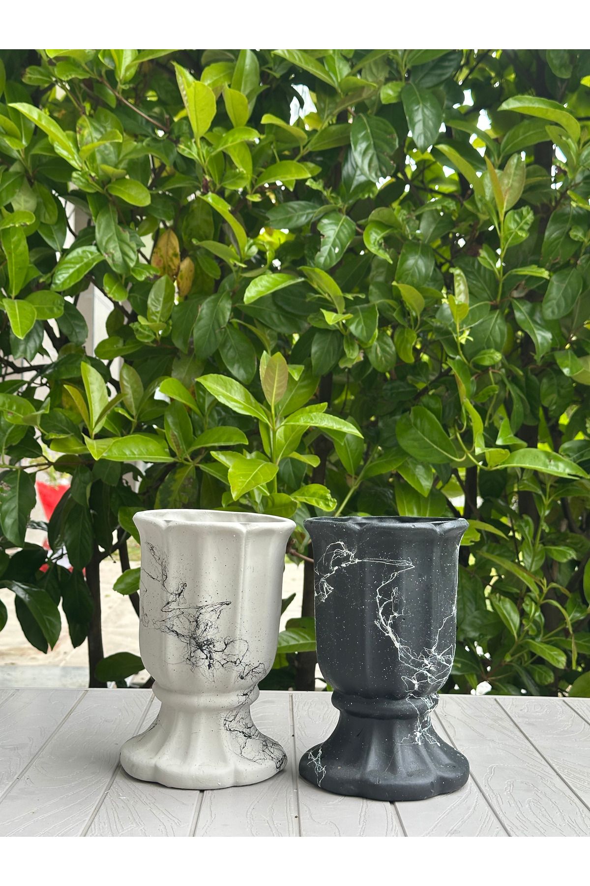 LAVİTTA mermer desenli seramik saksı 22cm yükseklik , 14cm çap ( 1 adet )