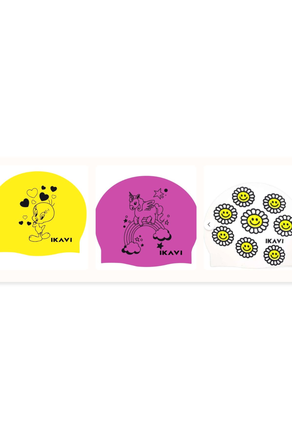 İKAVİ İKAVİ Pembe Pony-Papatya-Tweety 3'lü Baskılı Silikon Deniz ve Havuz Bonesi