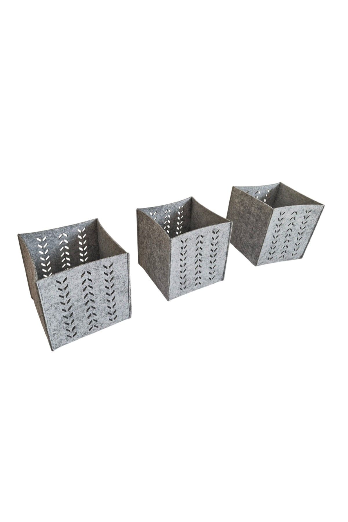 Wotrart Dekoratif Keçe Sepet Desenli Kutu Organizer Saklama Sepeti 16x16x16 cm 3 mm Keçe