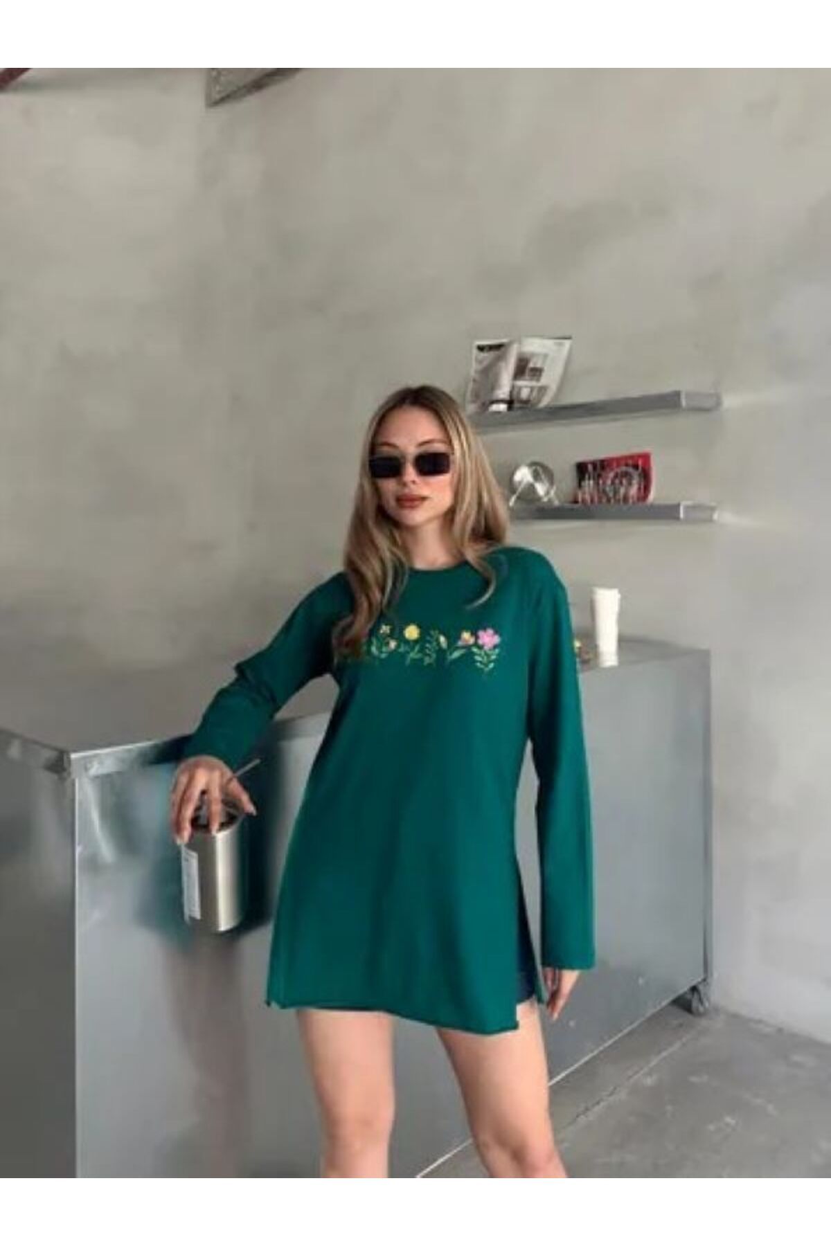 SHİROSA çiçek baskılı penye yunik
