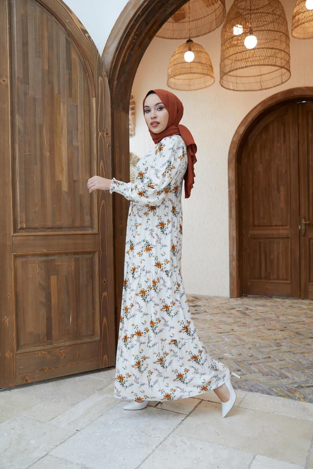 Nissra Ankanoor Hakim Yaka Çingene Model Keten Elbise Anka251400