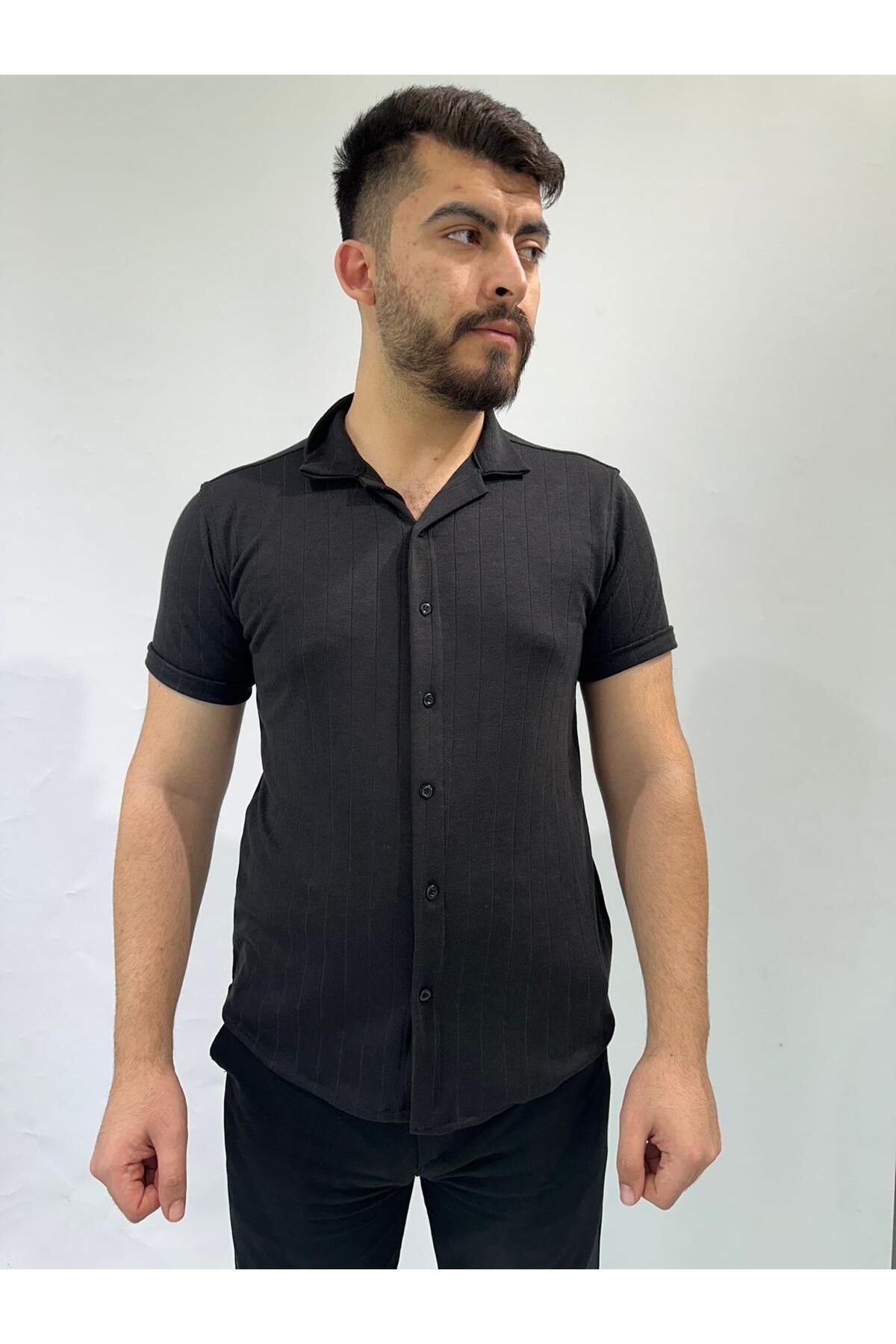 RESSHO Siyah Oversize Erkek Gömlek