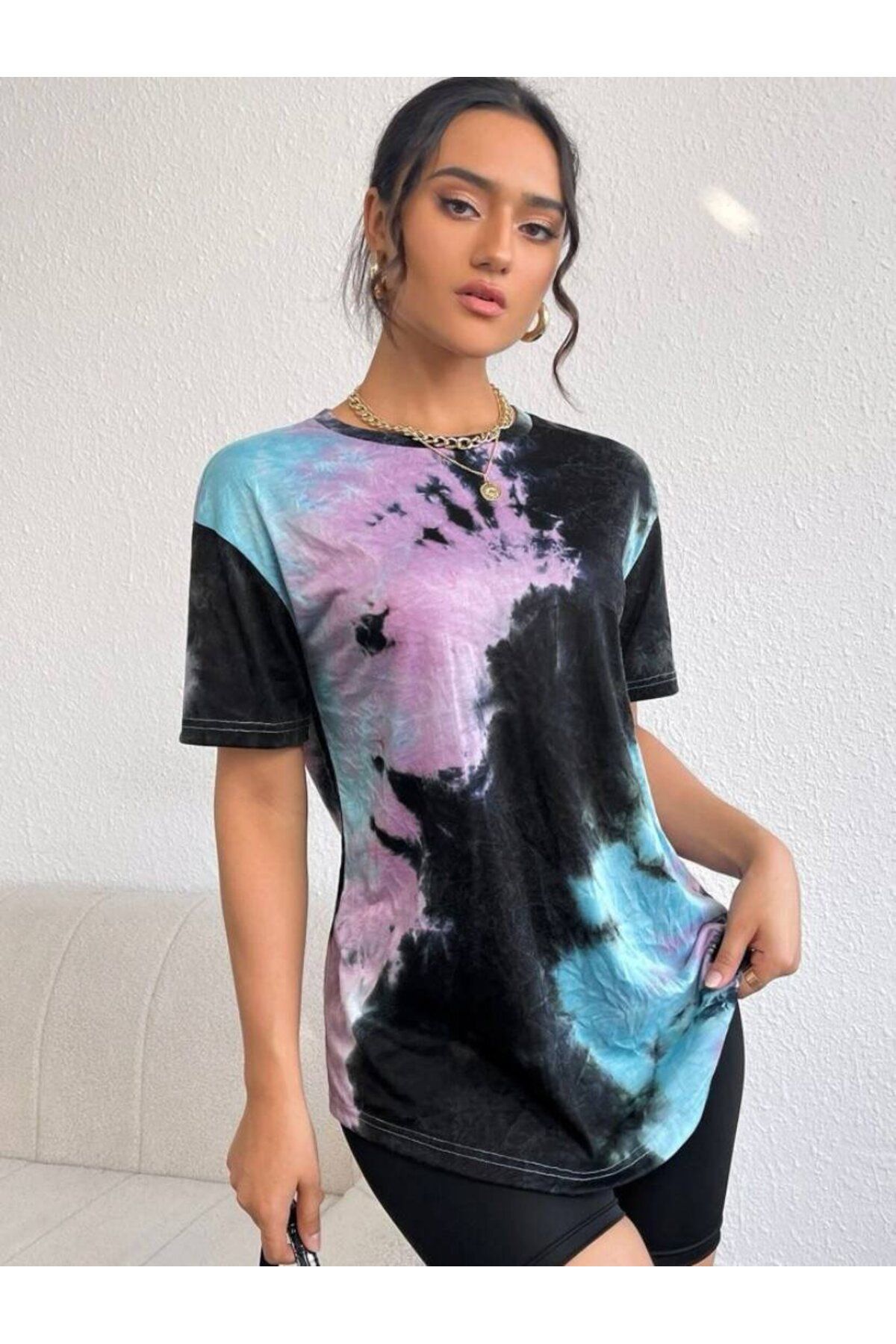 ARUZ MODA Kadın Dijital Baskılı Bisiklet Yaka Süprem Kumaş Tişört