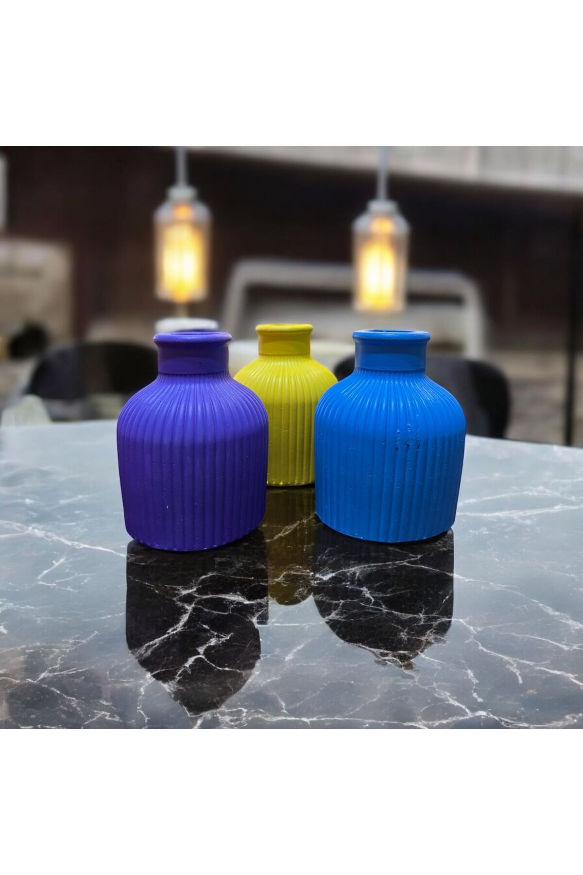 lambader Dekoratif Alçı Vazo&çiçek vazosu 3 adet