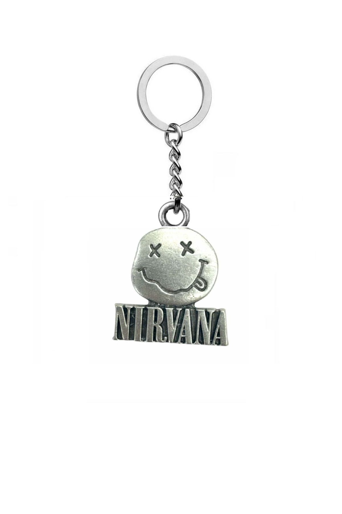 Herşey Nota Nirvana Logolu ve Yazılı Metal Anahtarlık – Efsane Grubun Ruhunu Yanında Taşı