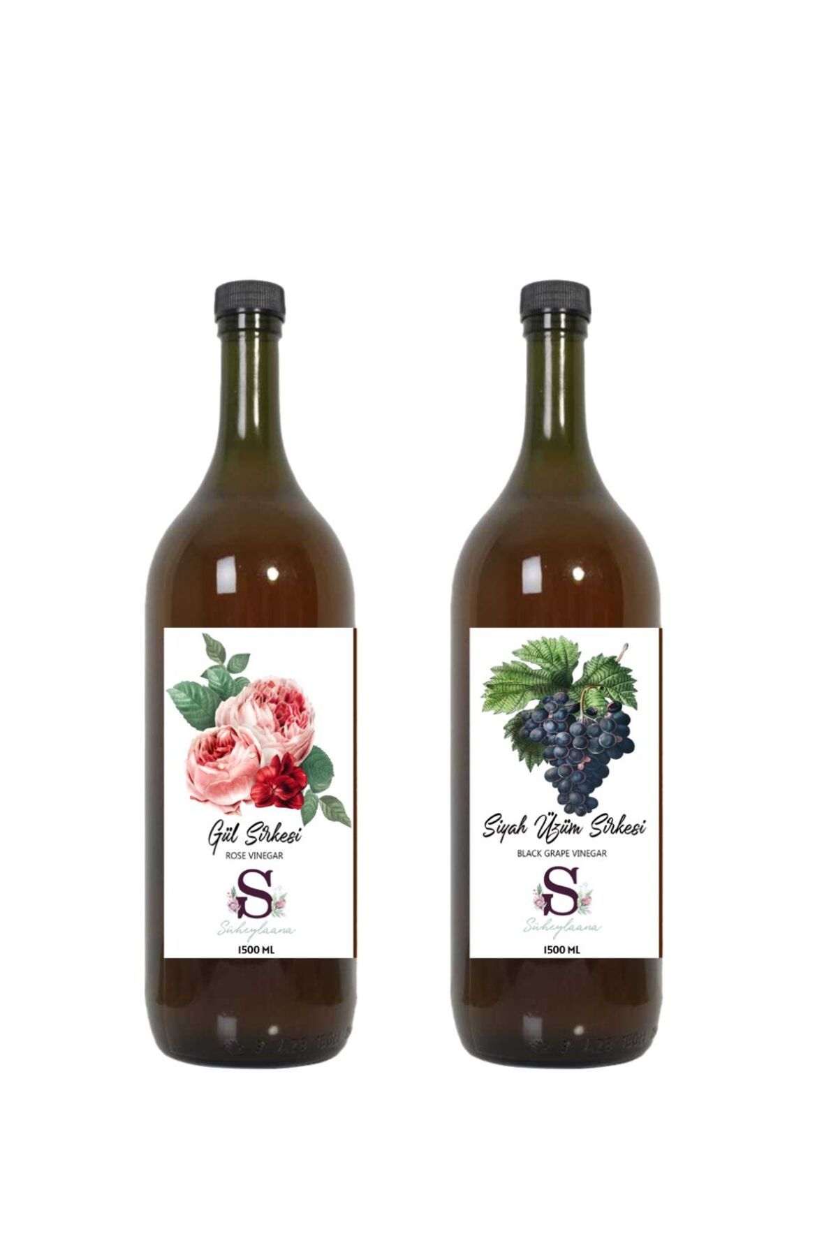 Süheylaana Doğal Gül Sirkesi 1500 Ml - Doğal Siyah Üzüm Sirkesi 1500 Ml