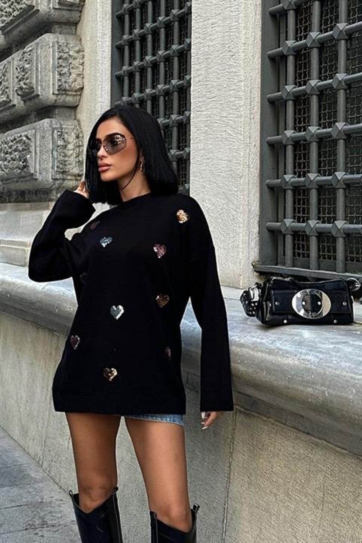 ARUZ MODA Molly Kalp Desenli Triko Örme Kazak 1339