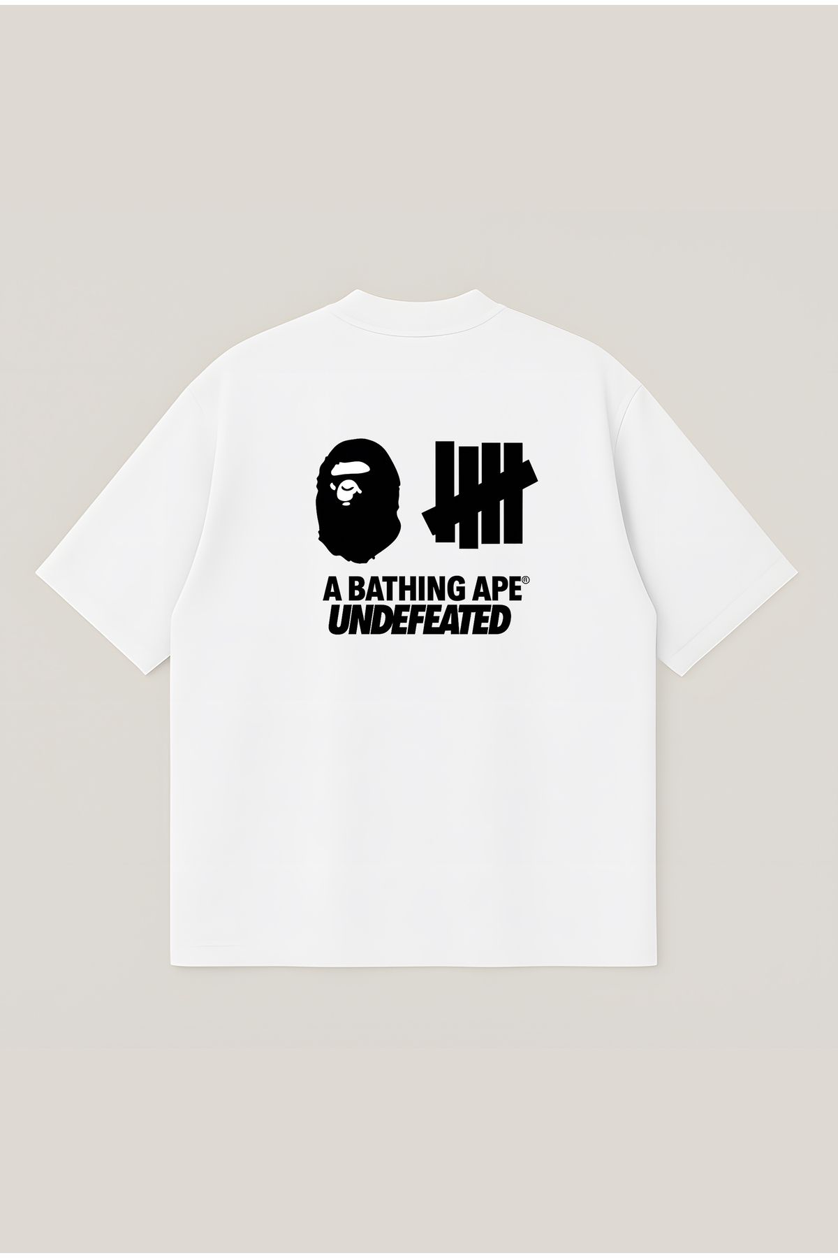 Moon Dancer BATHING APE x Undefeated Unisex Oversize Baskılı Boxy Fit Kalın Kumaşlı T-shirt
