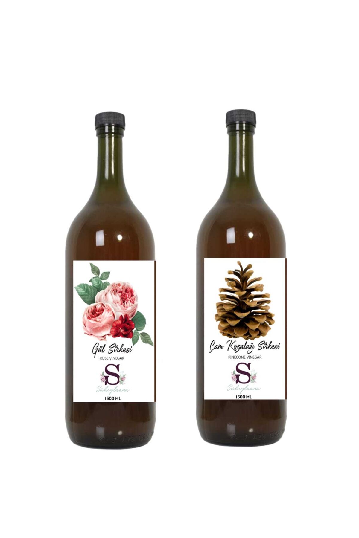Süheylaana Doğal Gül Sirkesi 1500 Ml - Doğal Çam Kozalağı Sirkesi 1500 Ml